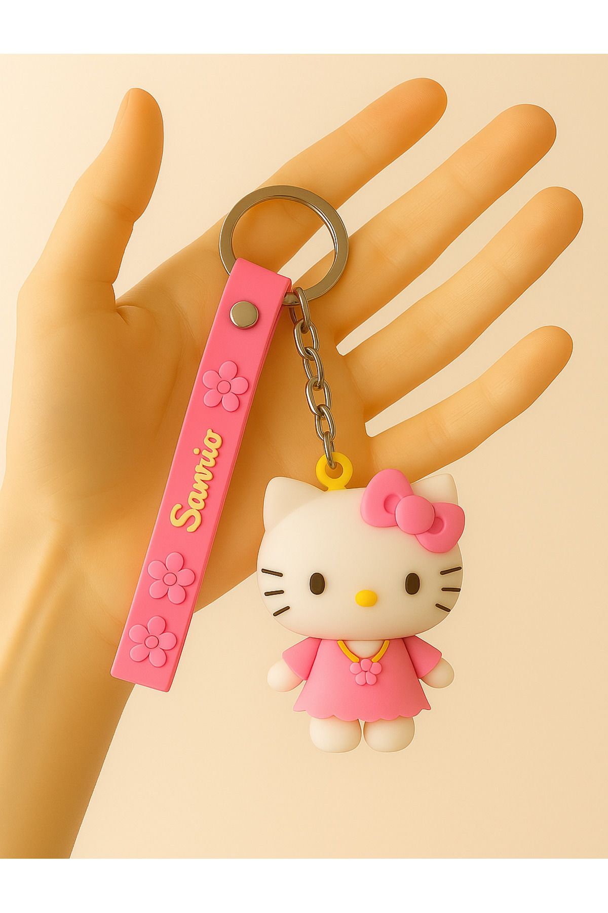 TAYEM Hello Kitty Anahtarlık, Silikonlu 3d Anahtarlık Ve Çanta Aksesuarı