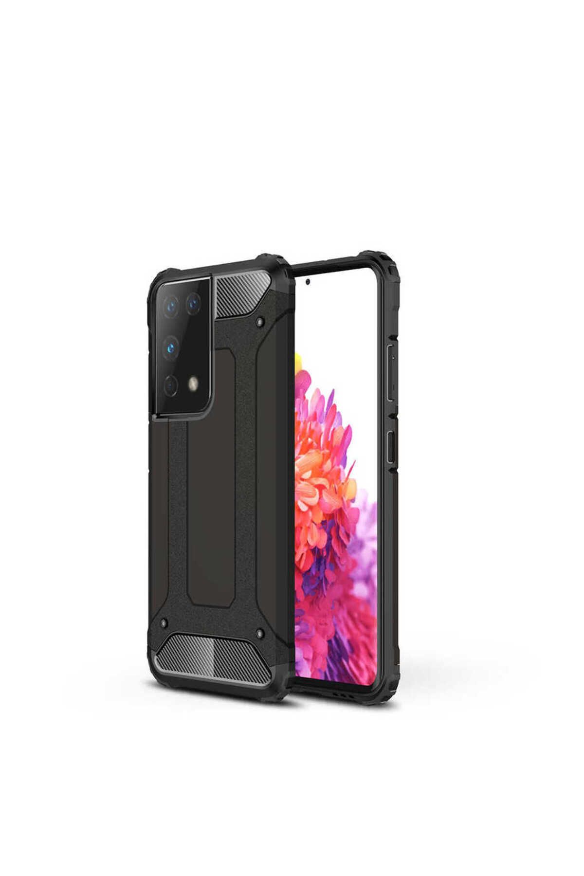 halkhouse Galaxy S21 Ultra Kılıf Zırh Tank Sert Korumalı Silikon Crash Silikon Kapak