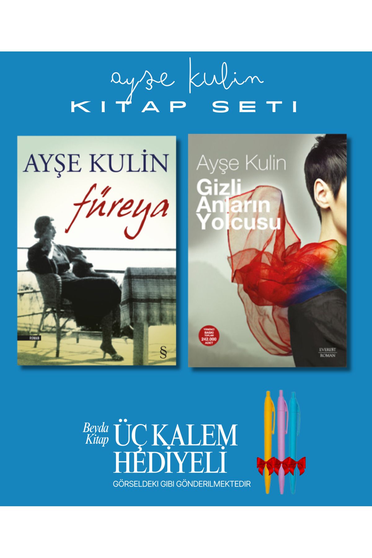 Everest Yayınları Füreya - Gizli Anların Yolcusu - Ayşe Kulin - Kitap Seti - Üç Kalem Hediyeli