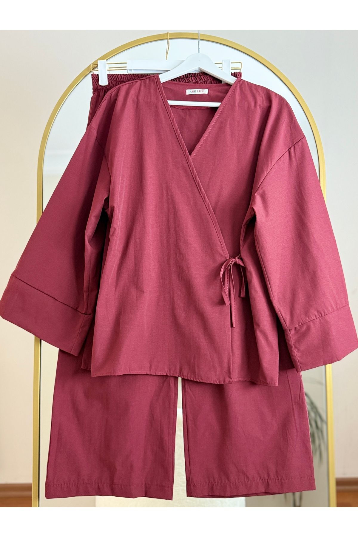 Bahar Altundemir Kadın POPLİN KUMAŞ KİMONO TAKIM Pantolon Kimono Tesettür Takım İkili Takım