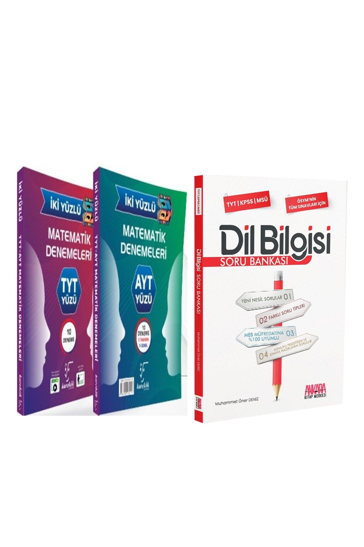 Ankara Kitap Merkezi Karekök Yayınları TYT AYT Matematik İki Yüzlü Deneme ve AKM Dil Bilgisi Soru Bankası Seti 2 Kitap
