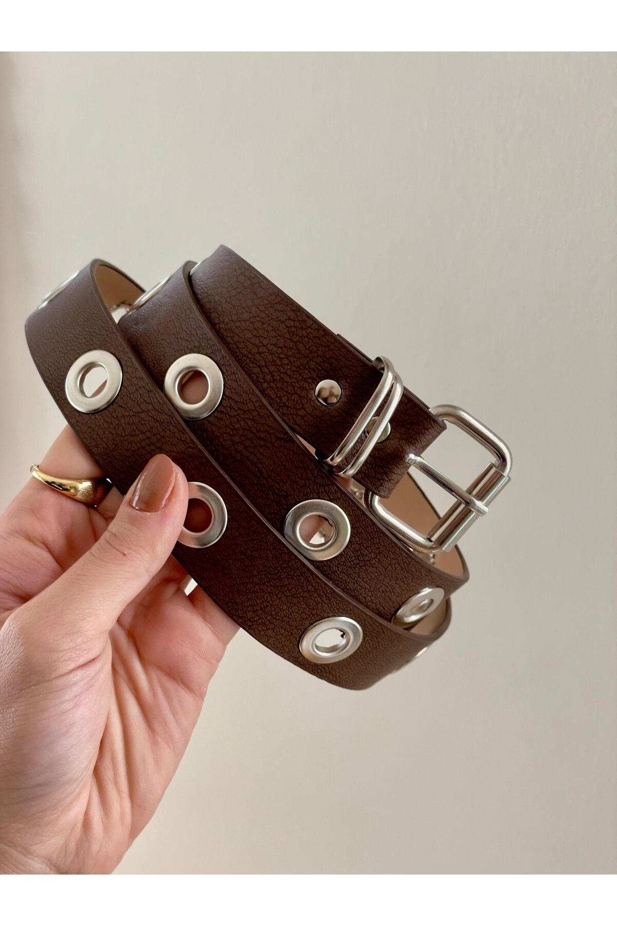 Radino Collection Metal Tokalı Delikli Deri Kemer - Unisex Jean Uyumlu Günlük Kemer