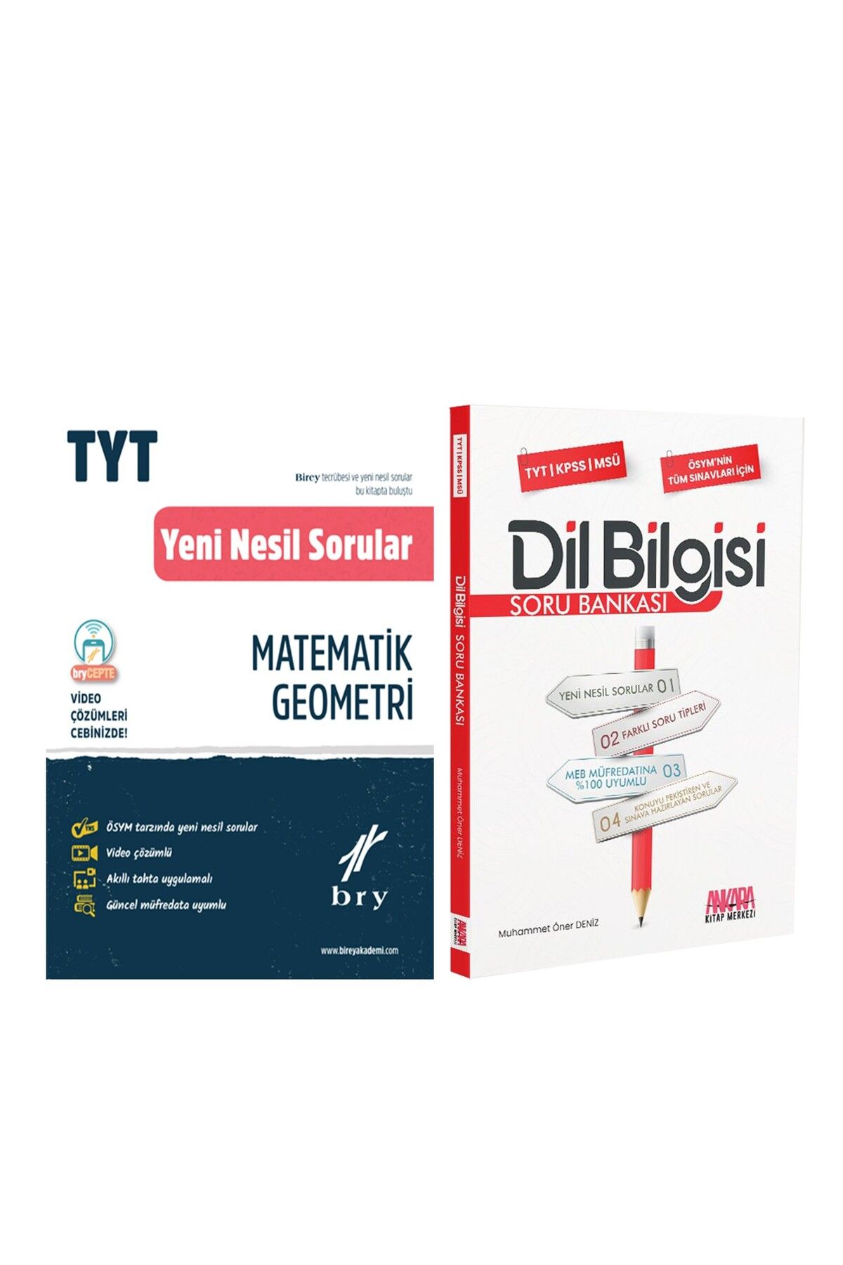 Ankara Kitap Merkezi Birey TYT Matematik Geometri Yeni Nesil Sorular ve AKM Dil Bilgisi Soru Bankası Seti 2 Kitap
