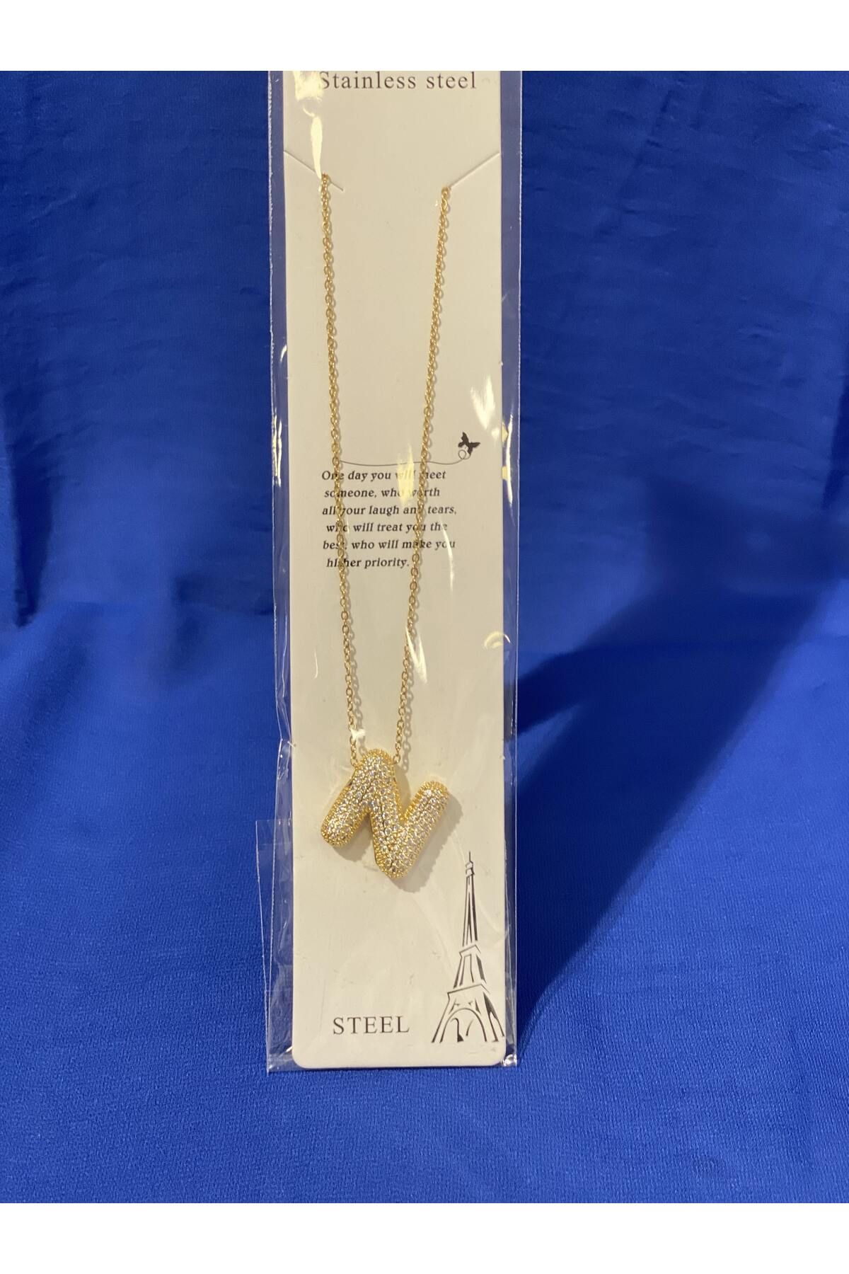Perla Scarf & More Gold Kararmaz Paslanmaz harf Çelik Kolye