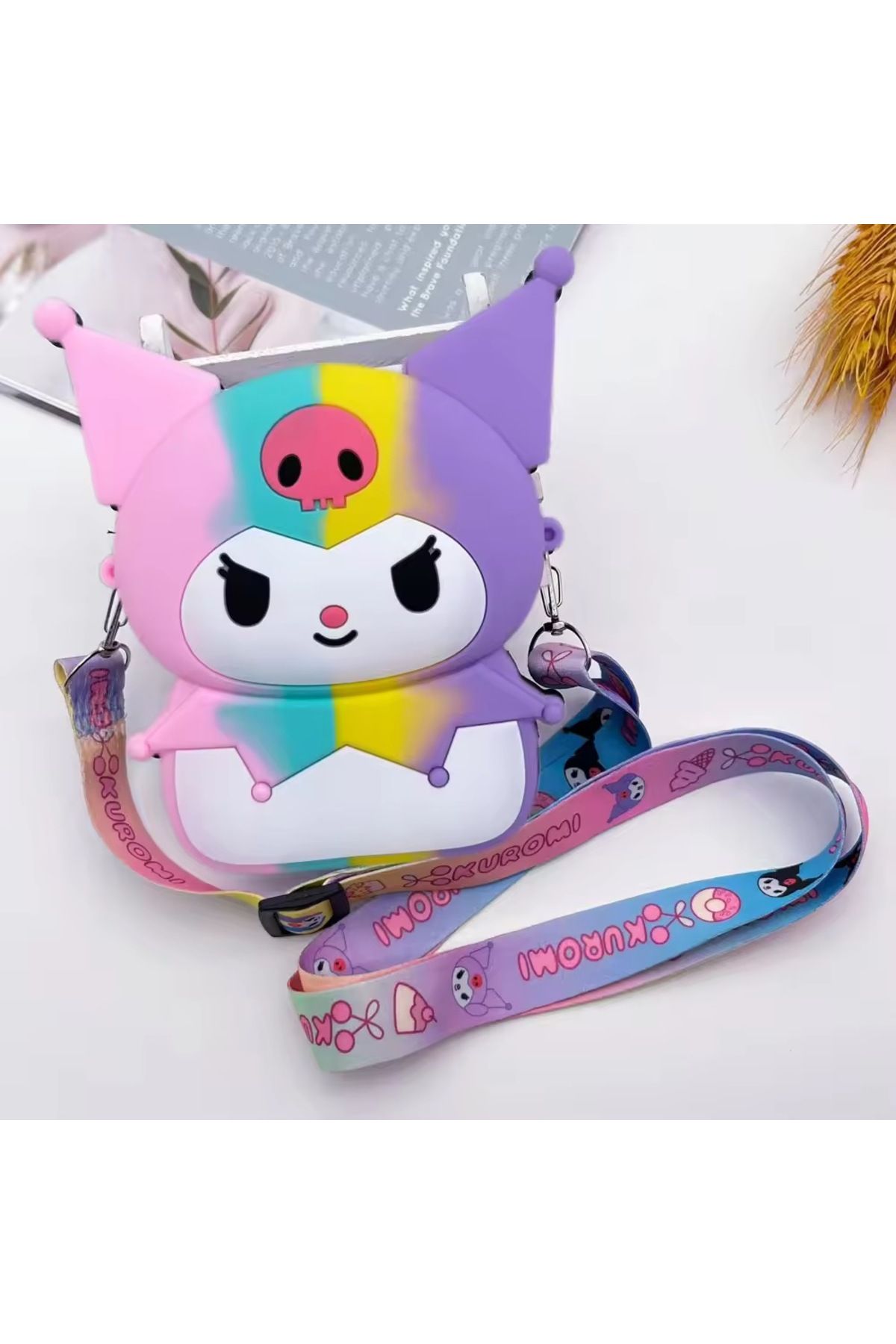 synshop Kuromi Kuromili Kedi Kulaklı Sanrio Silikon Çanta Cüzdan Kadın Genç Kız Çocuk Bebek