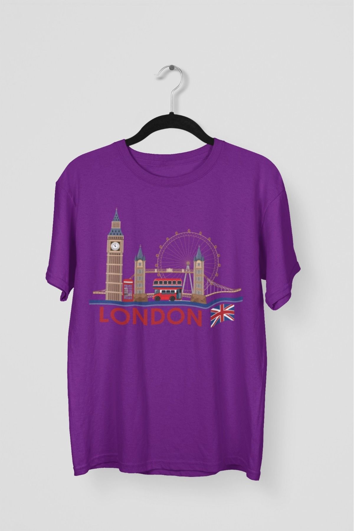 Butik ERKEK/KADIN -LONDON2- TRANSFER BASKILI YUVARLAK YAKA KISA KOL TİŞÖRT