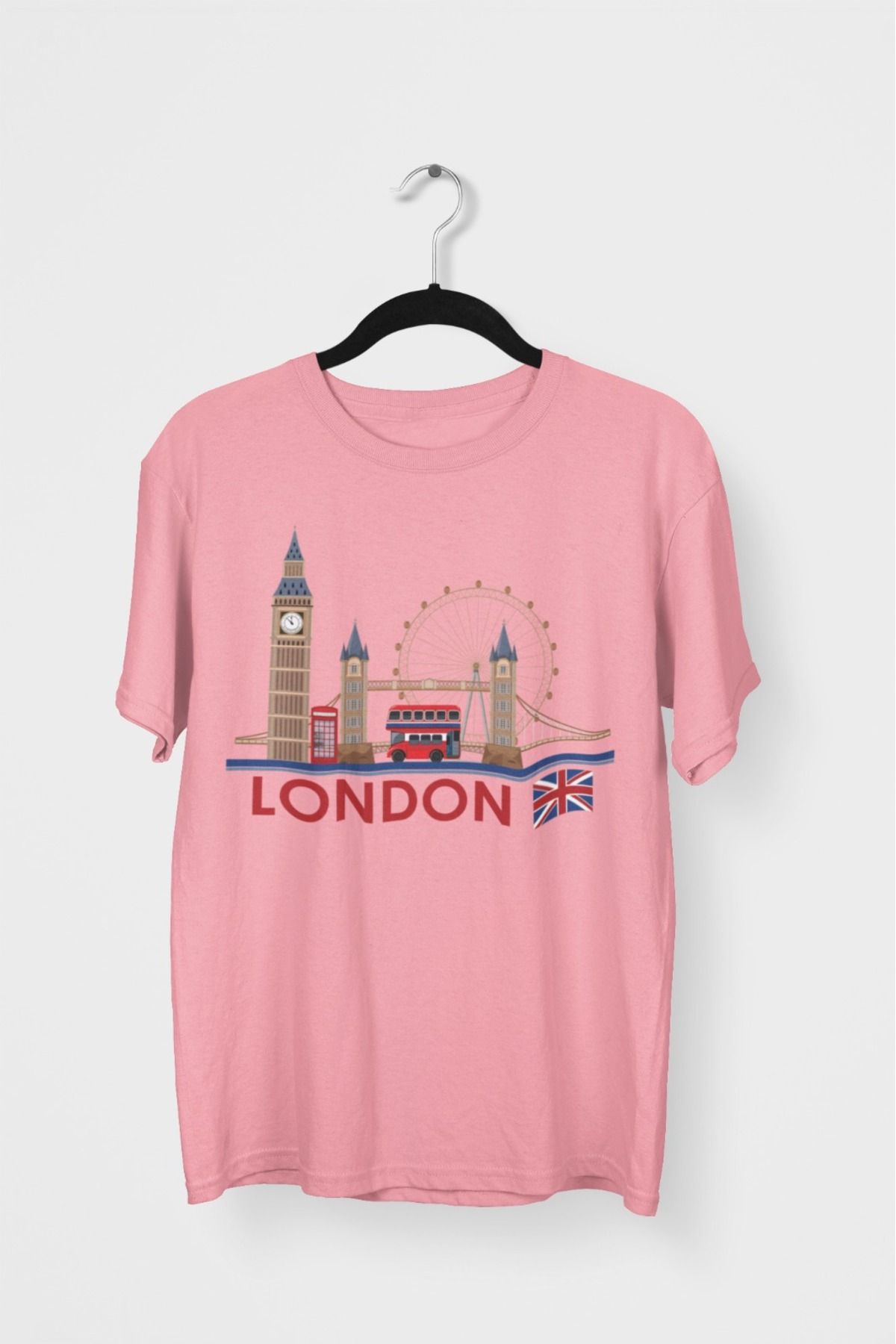 Butik ERKEK/KADIN -LONDON2- TRANSFER BASKILI YUVARLAK YAKA KISA KOL TİŞÖRT