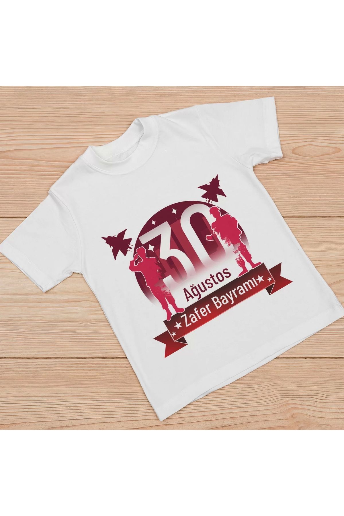 Robahood 30 Ağustos Unisex Baskılı T-shirt - Beyaz