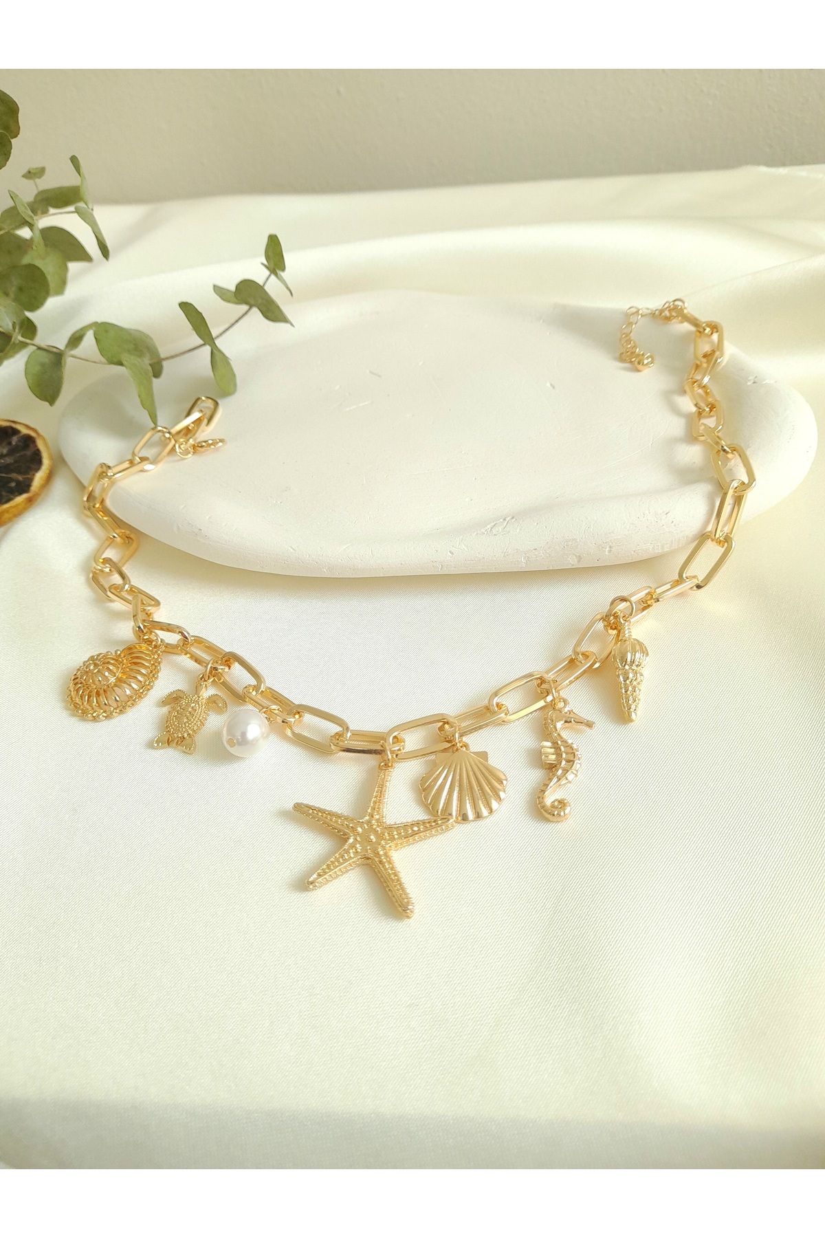 SOFT Deniz Temalı Zincir Charm Kolye