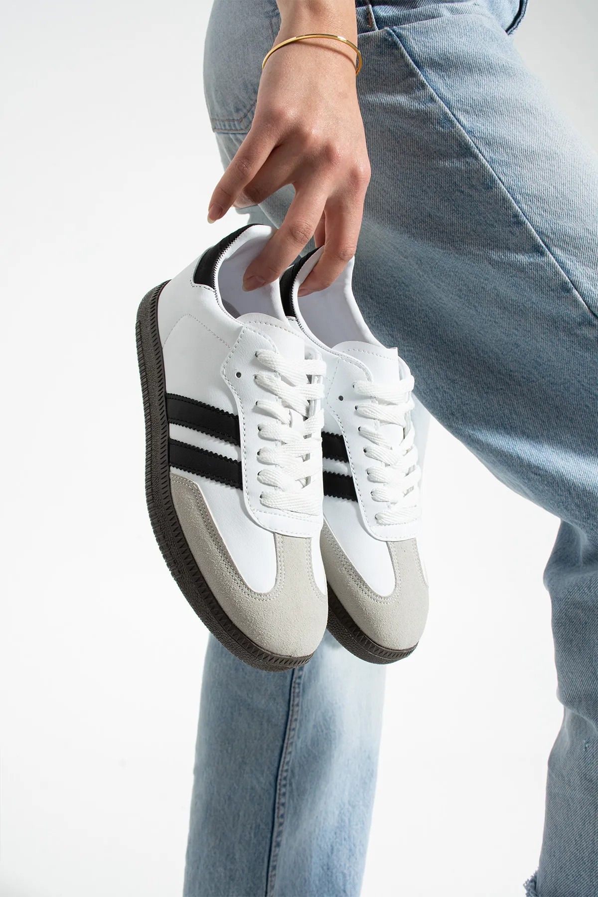 misio shoes Bağcıklı Comfort Taban 3 Şeritli Kadın Sneaker