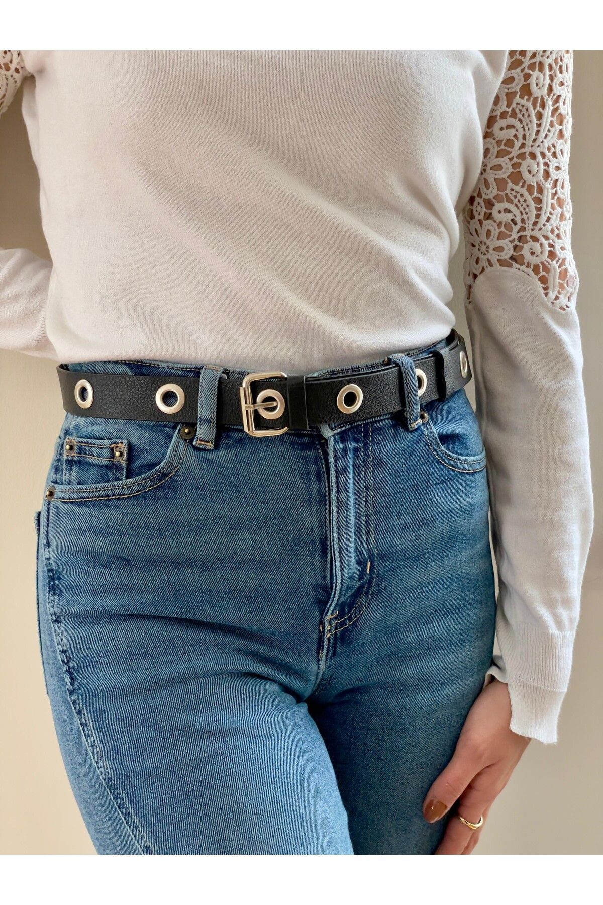 Radino Collection Metal Tokalı Delikli Deri Kemer - Unisex Jean Uyumlu Günlük Kemer