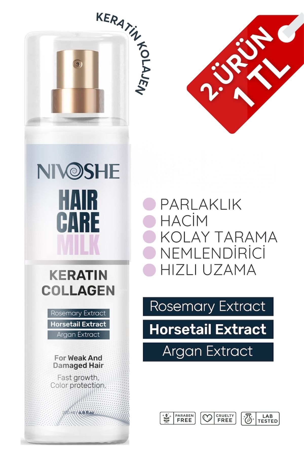 NIVOSHE 200ml Saç Besleyici Keratin Kolajen Saç Bakım Spreyi Saç Açıcı Ve Kolay Tarama Fön Suyu