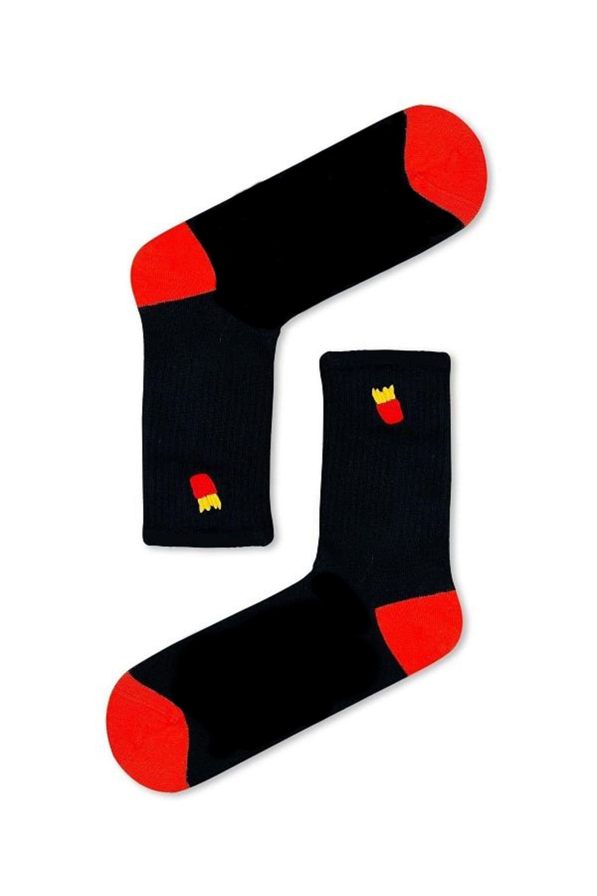 AKSU ÇORAP Kızartma Patates Nakışlı Tenis Spor Çorap
