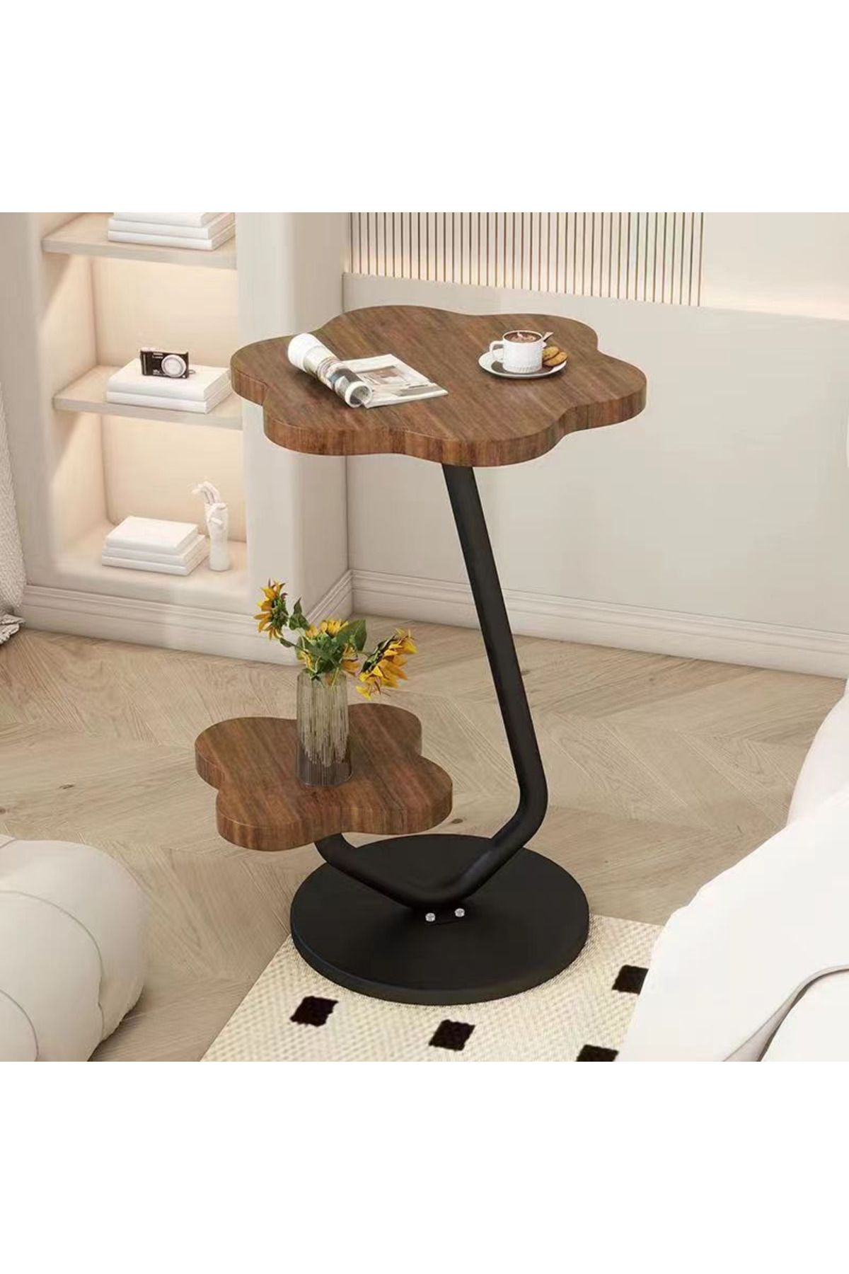 Un-“A two-tiered side table with a modern, practical design that fits in every corner!” 1