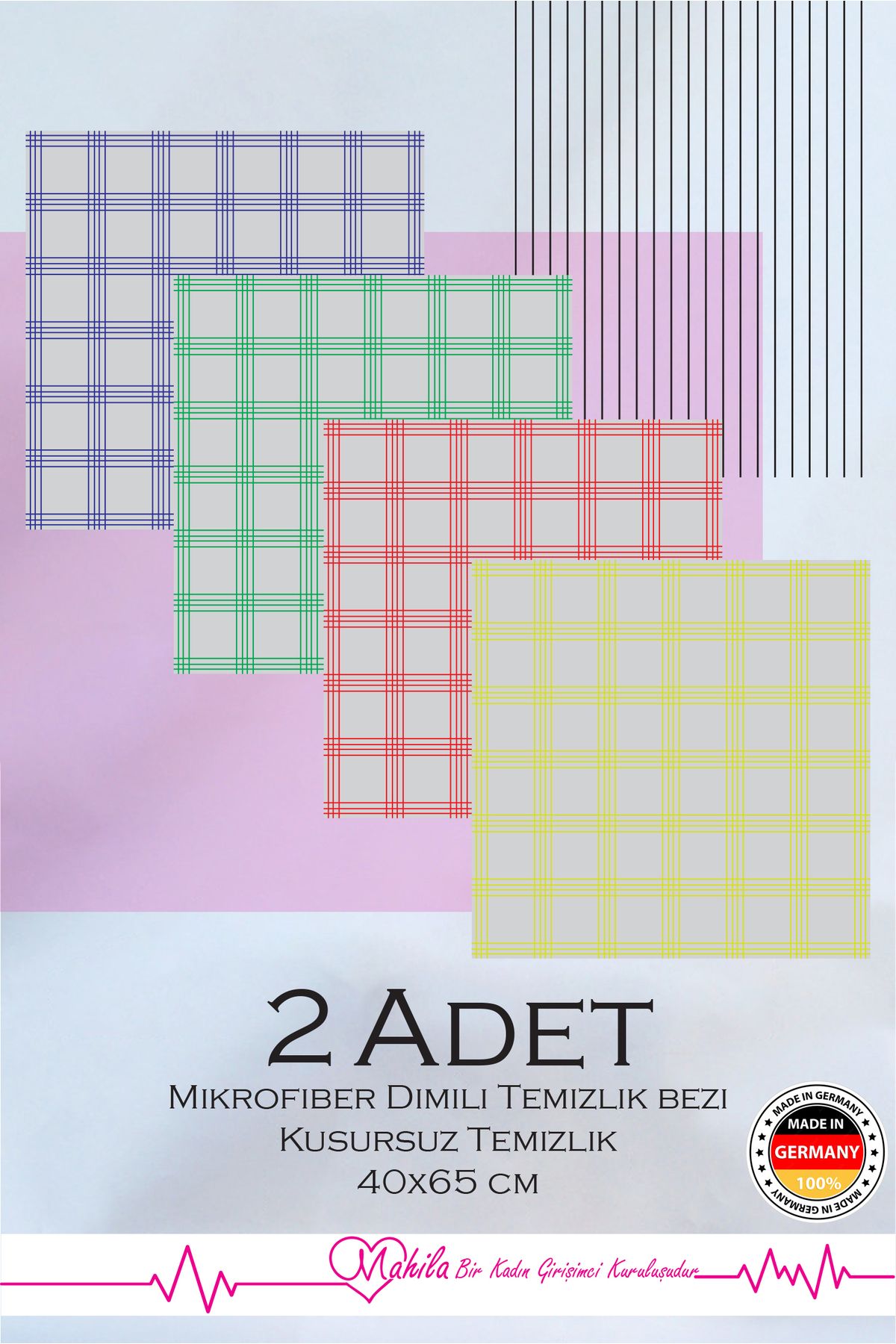 Mahila 2 Adet 45x60cm Nano Dimili Mikrofiber Temizlik Bezi, Deterjansız Kullanıma Uygun Temizlik Bezi