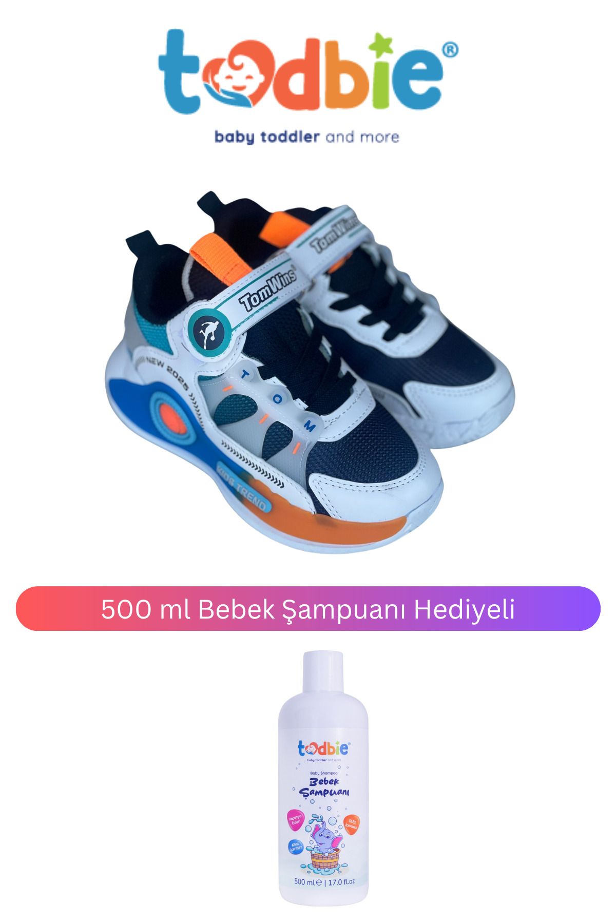 TODBİE Çocuk New 2025 Kids Trend Çırtlı Spor Ayakkabısı ( 500 ml Bebek Şampuanı Hediyeli )