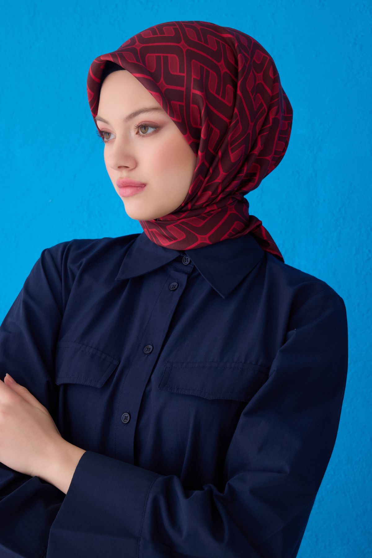 Belli Twill İpek Eşarp Bordo