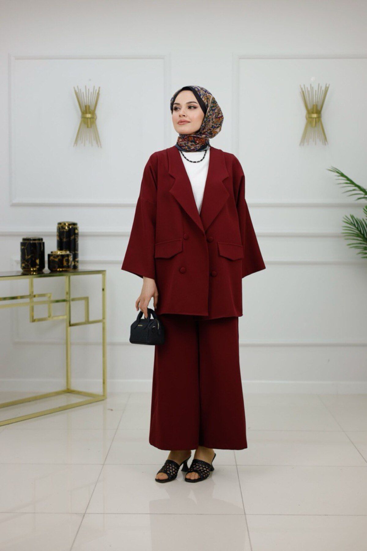Enans Design Kadın Tesettür 2'Li Takım Ceket & Pantolon