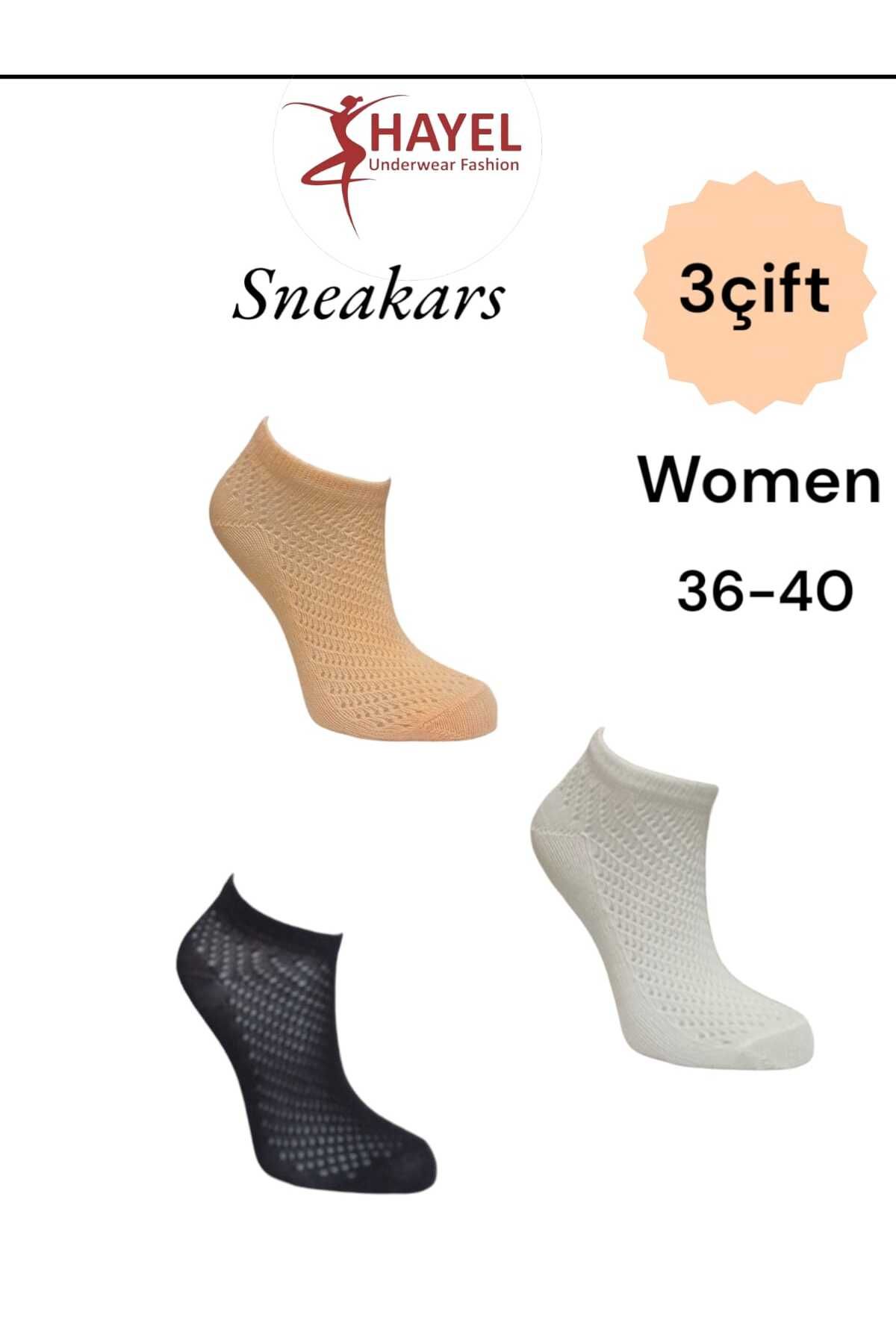 HAYEL 3Çift Çok Renkli File Sneakers Spiral Desenli Şık Tasarım Yuksek Kaliteli Pamuklu Çorap