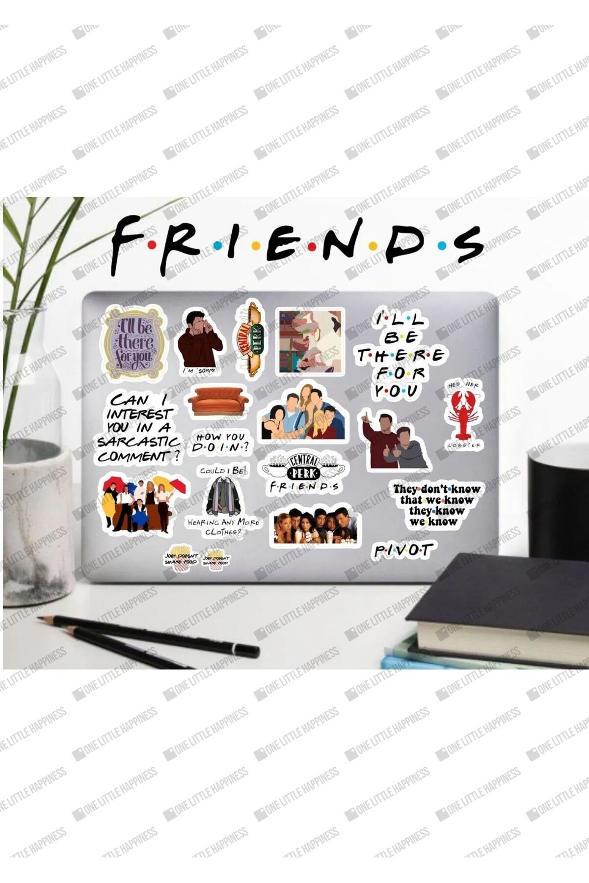 One Little Happiness Friends Dizi Sticker Seri Defter Suluk Laptop Notebook Tablet Telefon Kılıf Sticker Seti