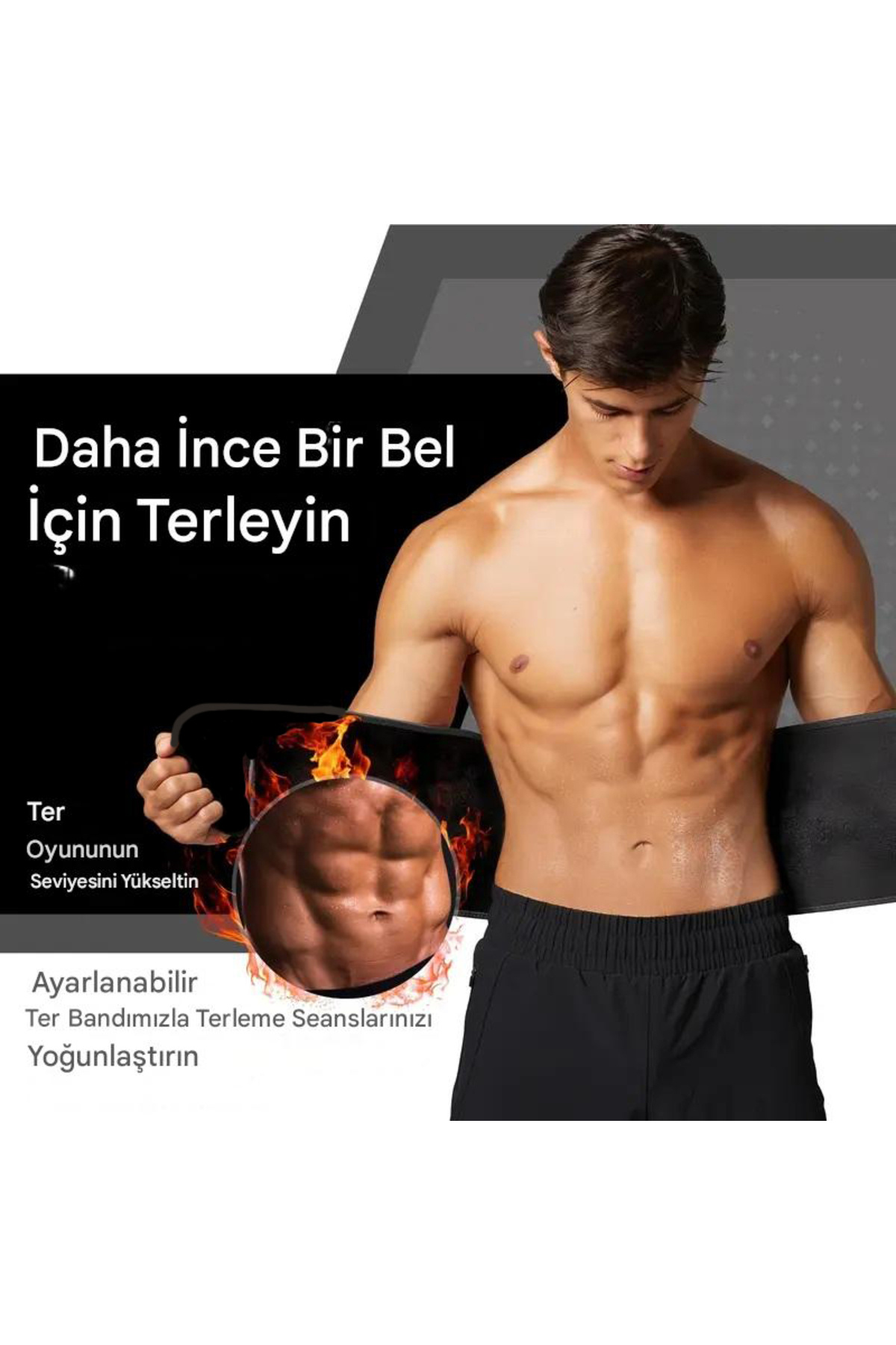Sh Mağazacılık Unisex Termal Bel Korse %100 Sauna Terleme Kemeri Bel Ve Göbek Bölgesinde Etkili Siyah Bel Kemer
