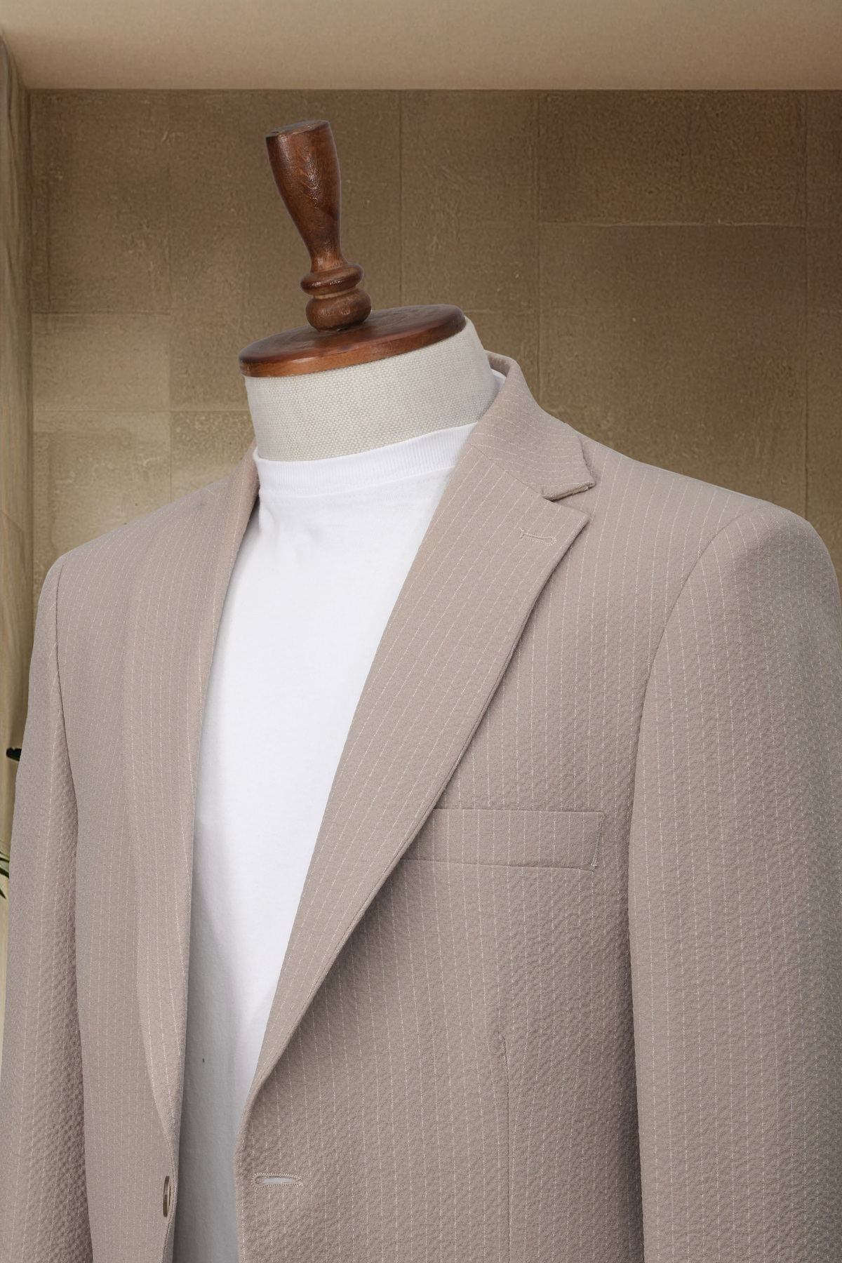 Sergio Ferraro  Vizon Beli Lastikli Yazlık Günlük ve Şık Takım Elbise Ceket Pantolon Takım, Jogger Takım - Görsel 2