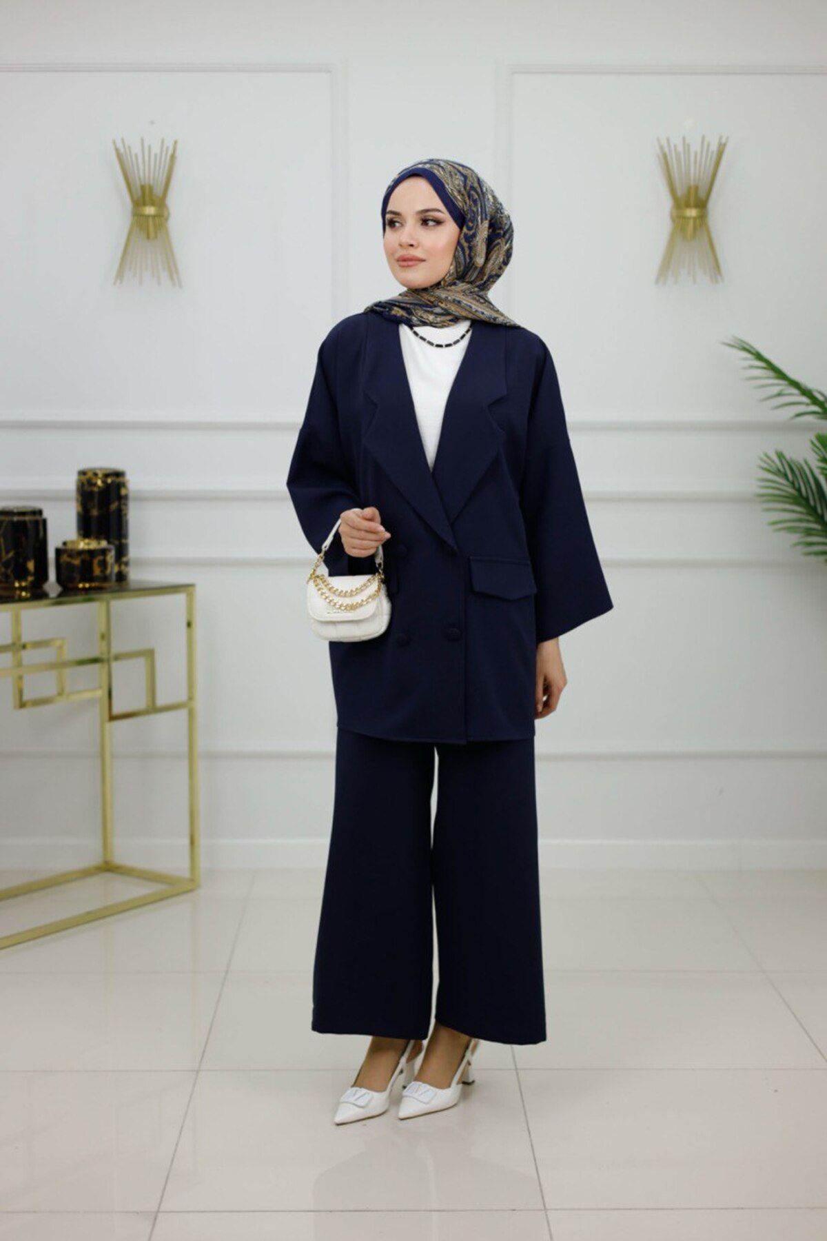 Enans Design Kadın Tesettür 2'Li Takım Ceket & Pantolon