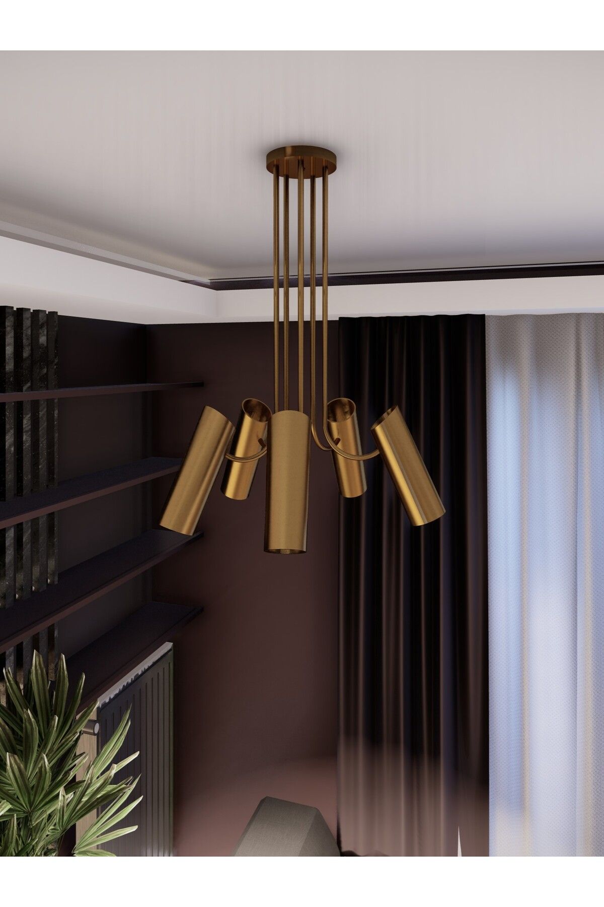 avizade Liora Eskitme Gold 5’li Spot Sarkıt Avize (GU10 Duy)