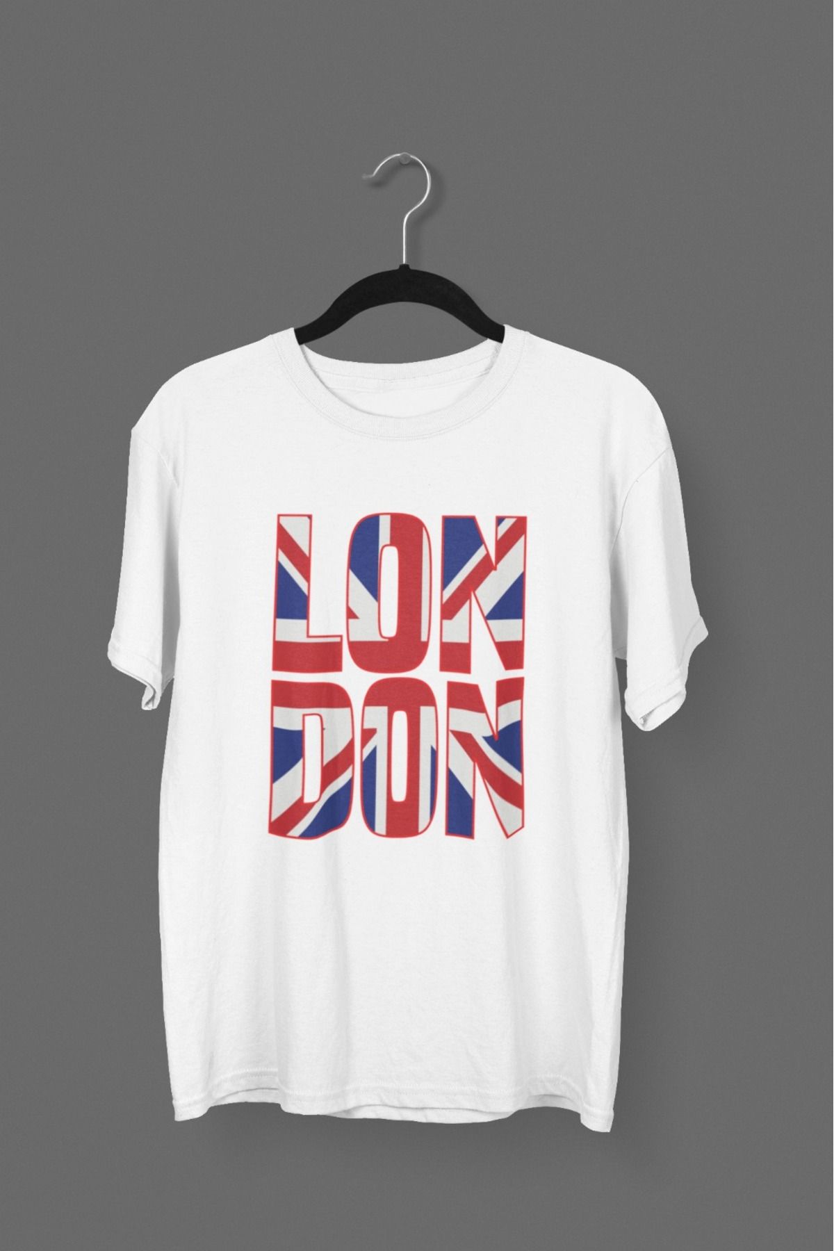 Butik ERKEK/KADIN -LONDON- TRANSFER BASKILI YUVARLAK YAKA KISA KOL TİŞÖRT