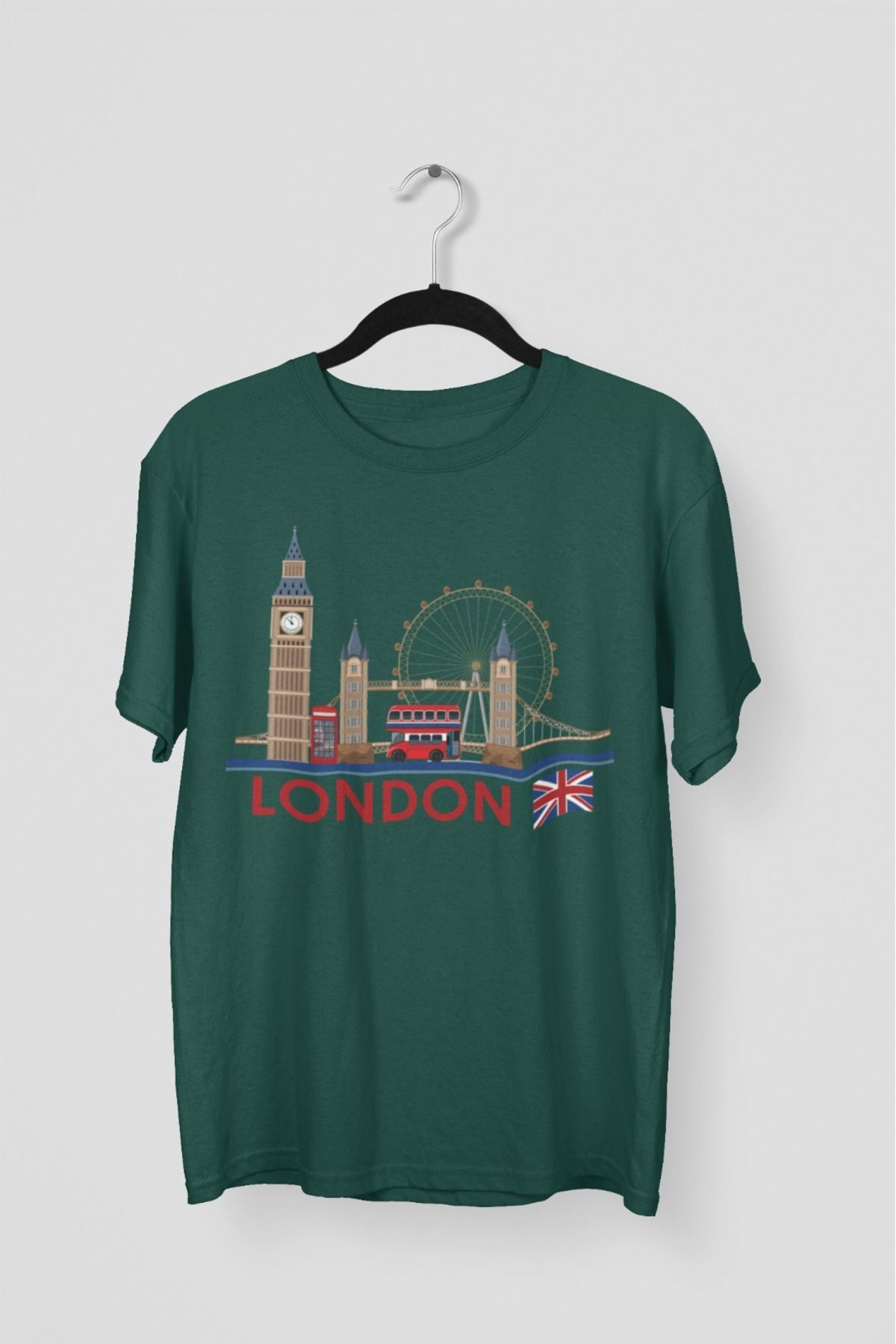 Butik ERKEK/KADIN -LONDON2- TRANSFER BASKILI YUVARLAK YAKA KISA KOL TİŞÖRT
