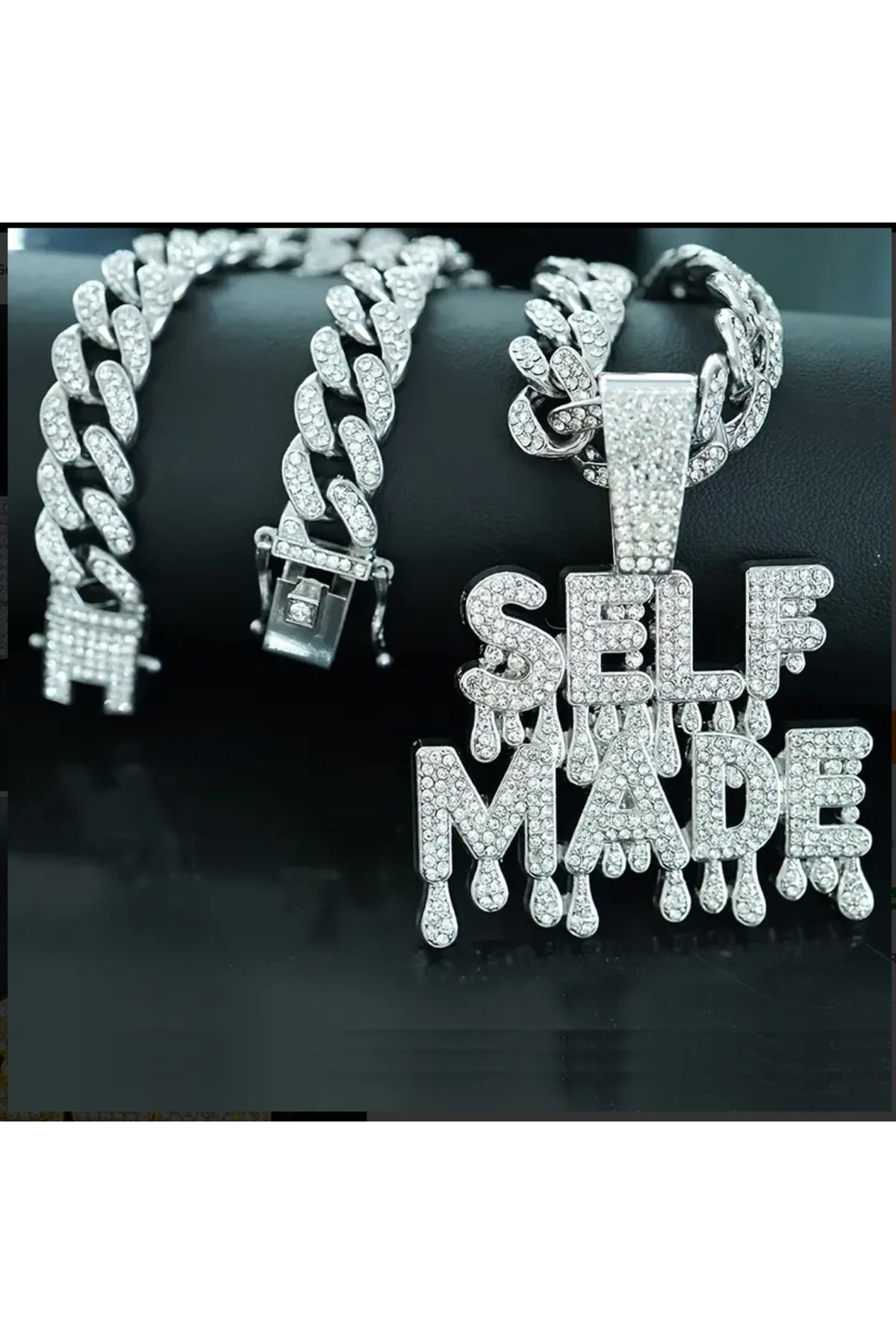 kargasa "SELF MADE" Eritilmiş Harf Kolye, Hip-Hop Lüks Stil,