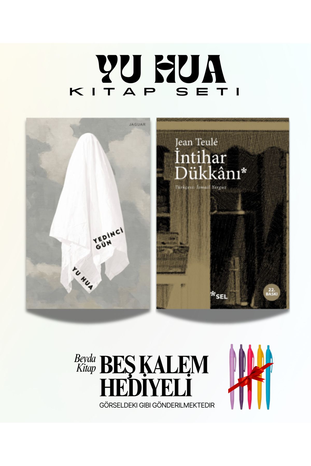 Jaguar Kitap Yedinci Gün - İntihar Dükkanı - Yu Hua (Yeni Kitap) - Kitap Seti - Beş Kalem Hediyeli