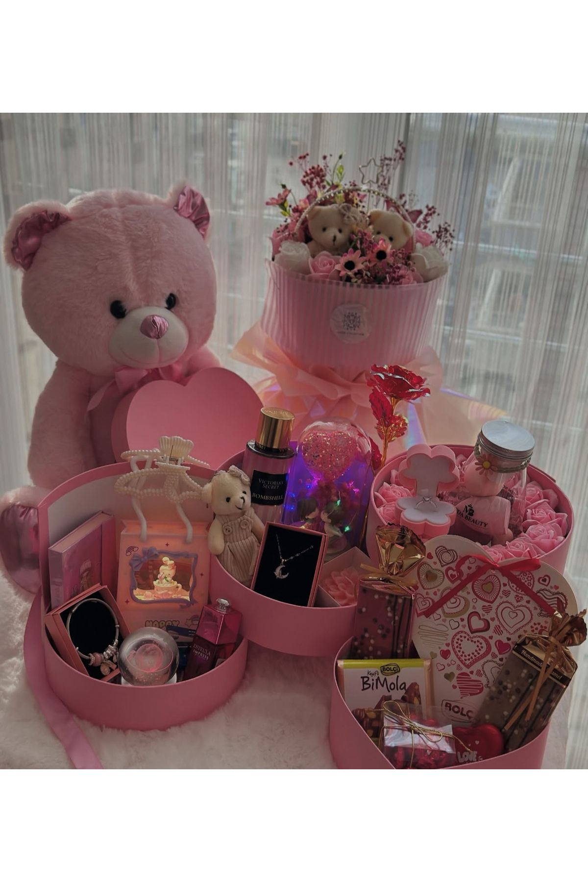 Ahsen Collection Pembe tatlı serisi maksi boy