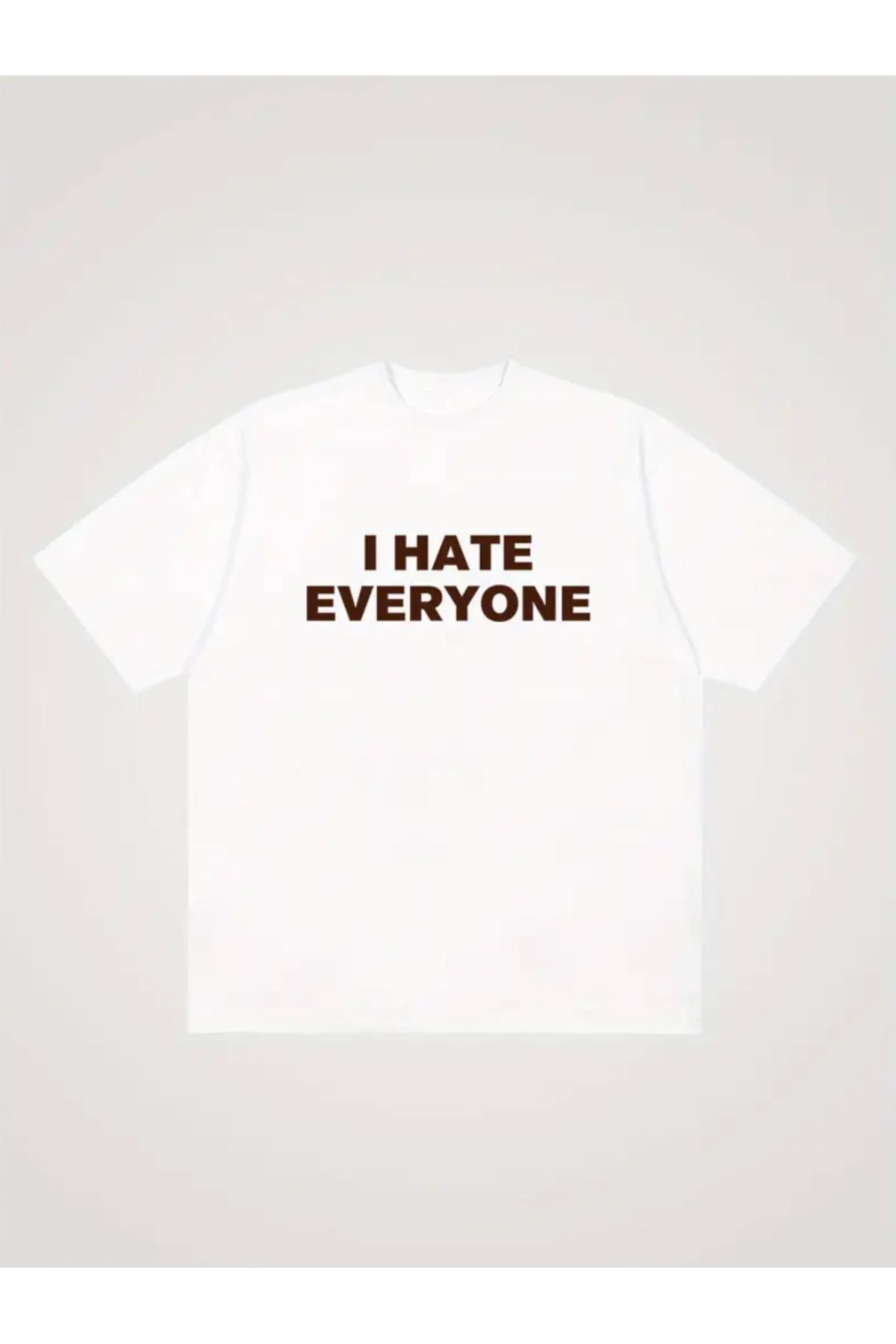 TRENDPUNKY I HATE EVERYONE BASKILI YAZLIK YAZ TEMALI Y2K OVERSİZE T-SHİRT