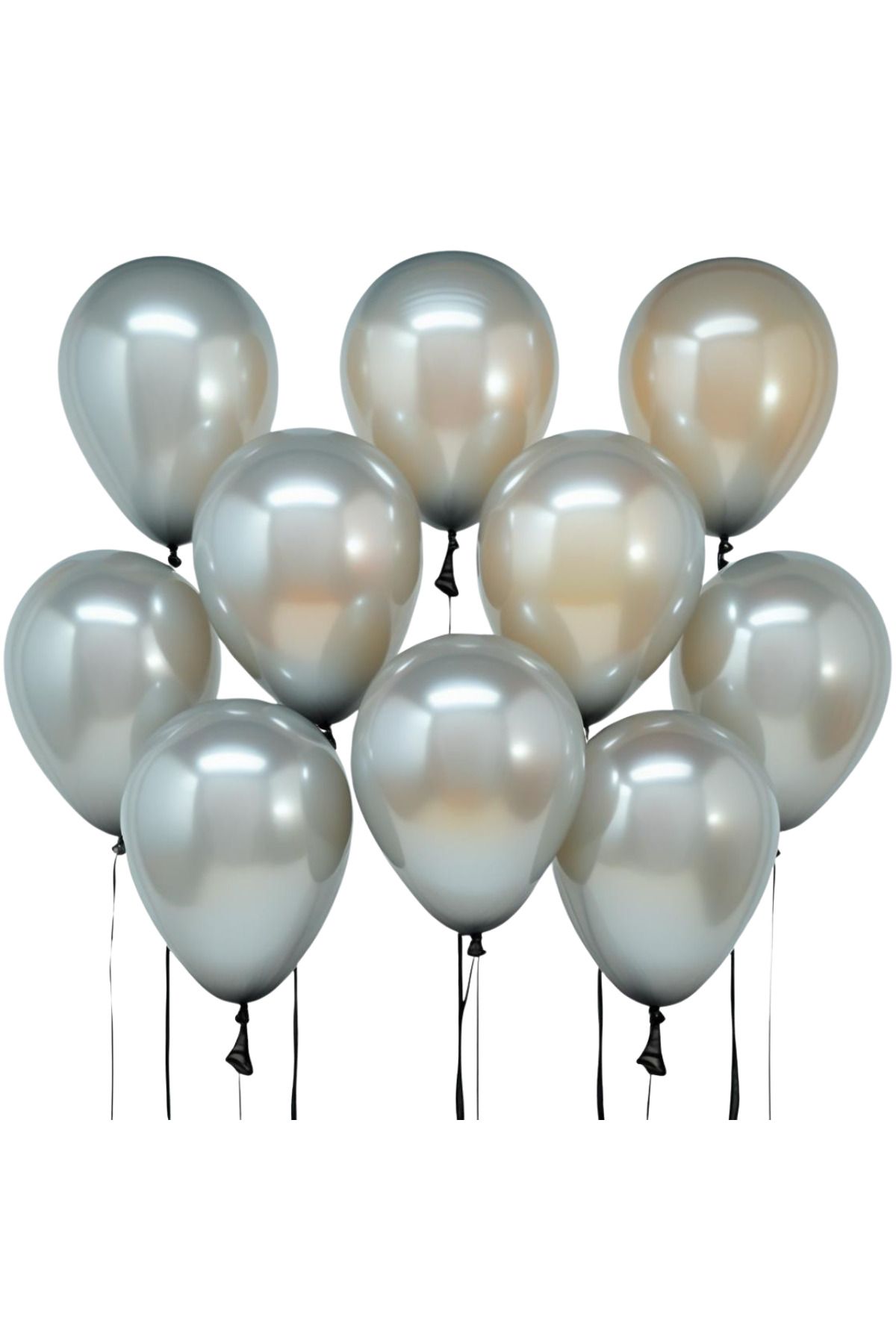 tedaks 20 Adet 12 İnç 30 Cm Metalik Gümüş Balon Doğum Günü Süsleme