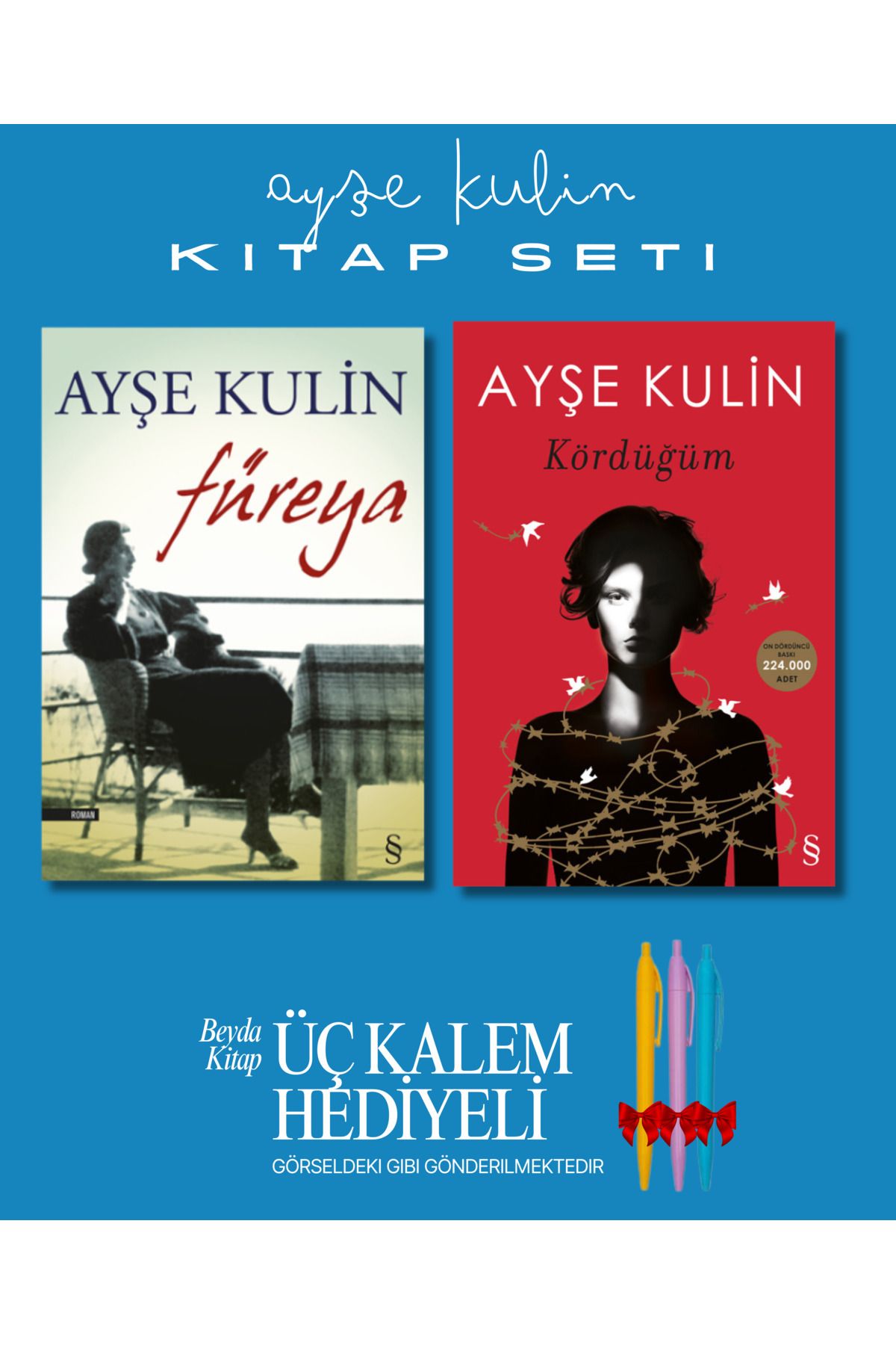 Everest Yayınları Füreya - Kördüğüm - Ayşe Kulin - Kitap Seti - Üç Kalem Hediyeli