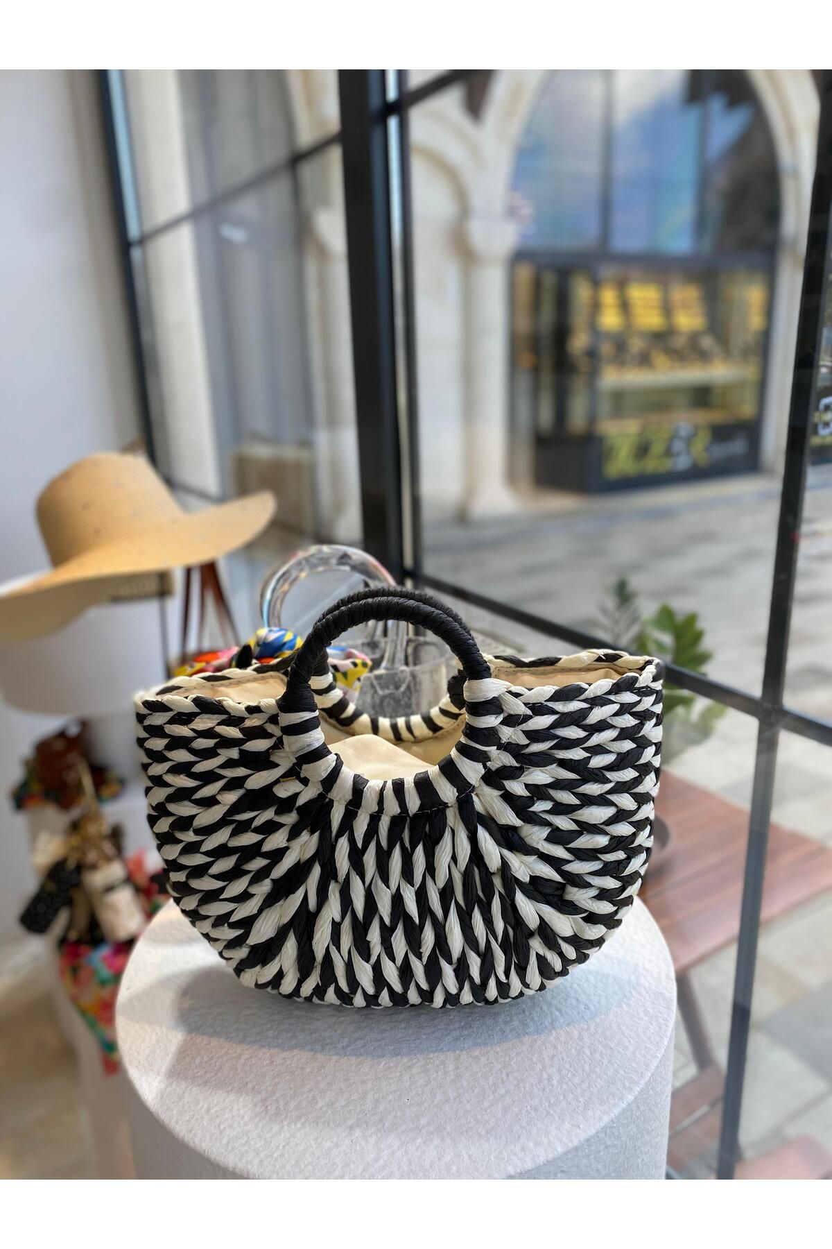 ZeynepKeskinDesign Kadın Hasır Çanta, Örgü Çanta, Plaj Çantası, Kadın Omuz Çantası