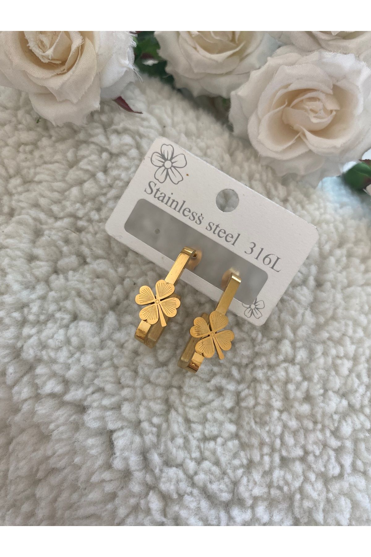 begonyam aksesuar Yonca Gold Küpe