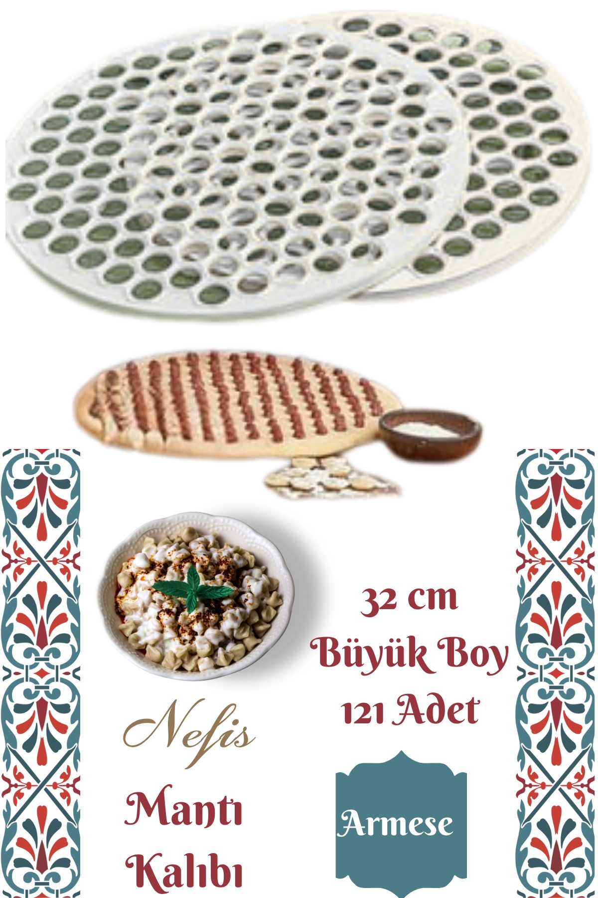 Ar Armese Pratik Mantı Kalıbı Mantı Kesme Aparatı Büyük Boy 32 cm