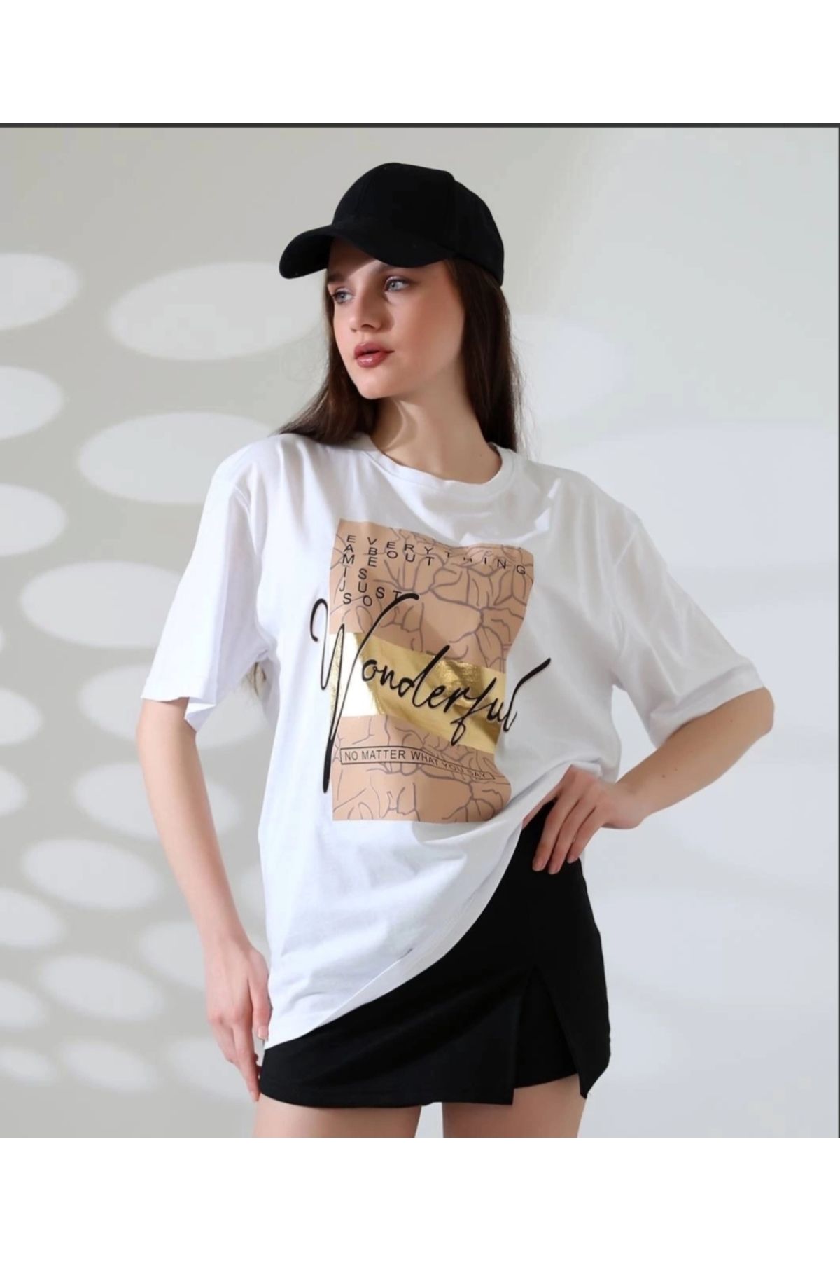 MODA Varak baskılı imza desen tişört
