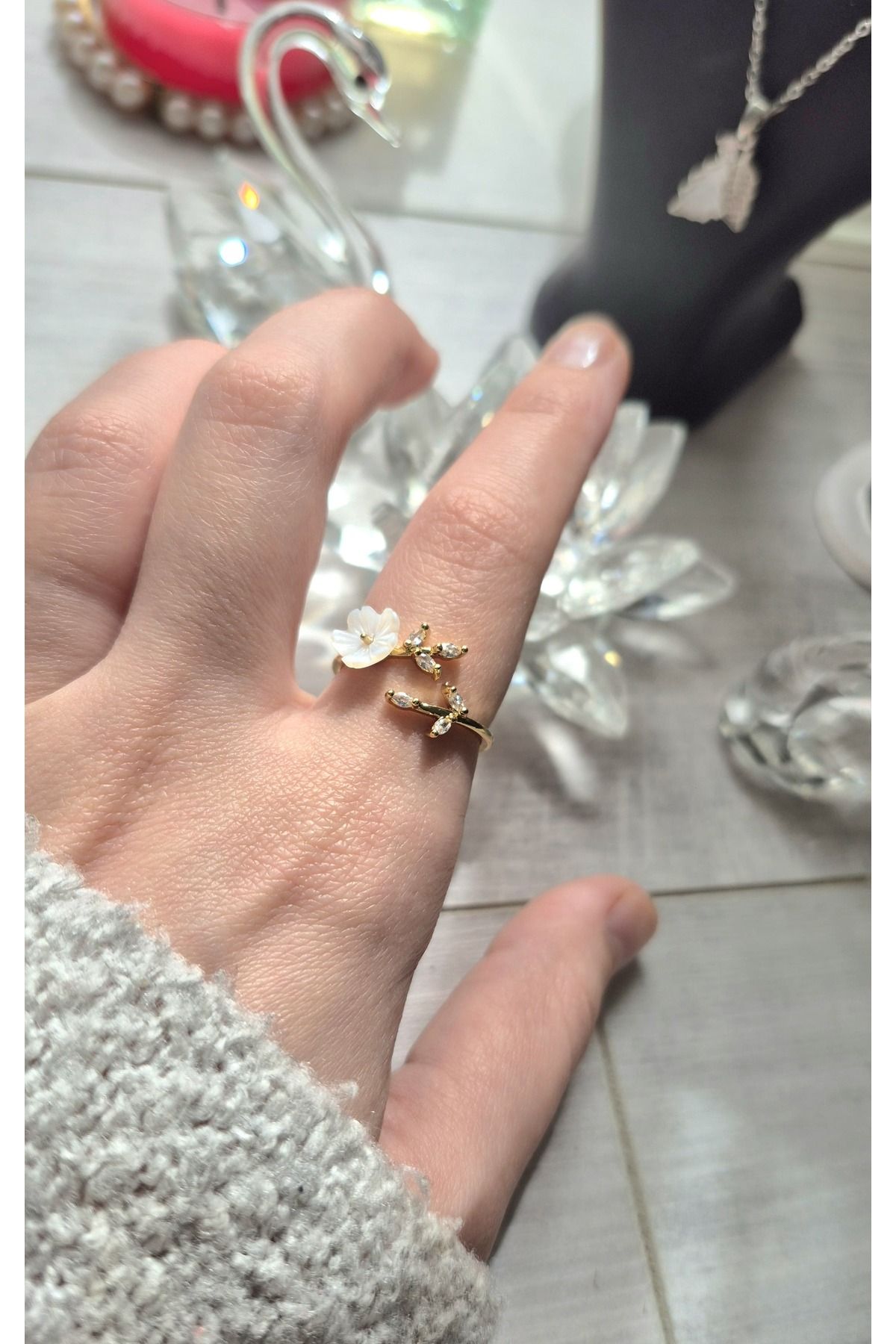FASON COLLECTION Pirinç Gold Renk Mine Yüzük (Parmağınıza Göre Ayarlanabilir)