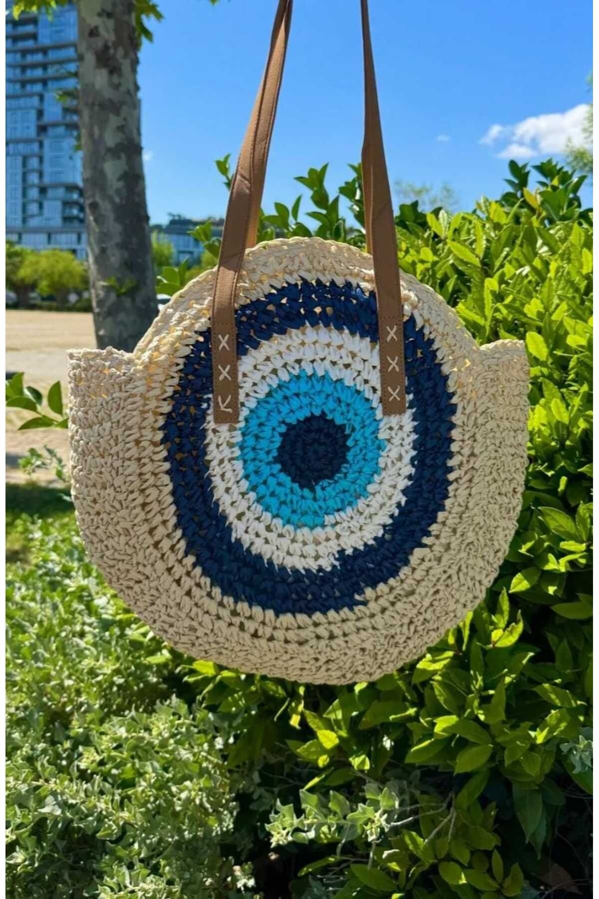 ZeynepKeskinDesign Kadın Hasır Çanta, Örgü Çanta, Plaj Çantası, Kadın Omuz Çantası