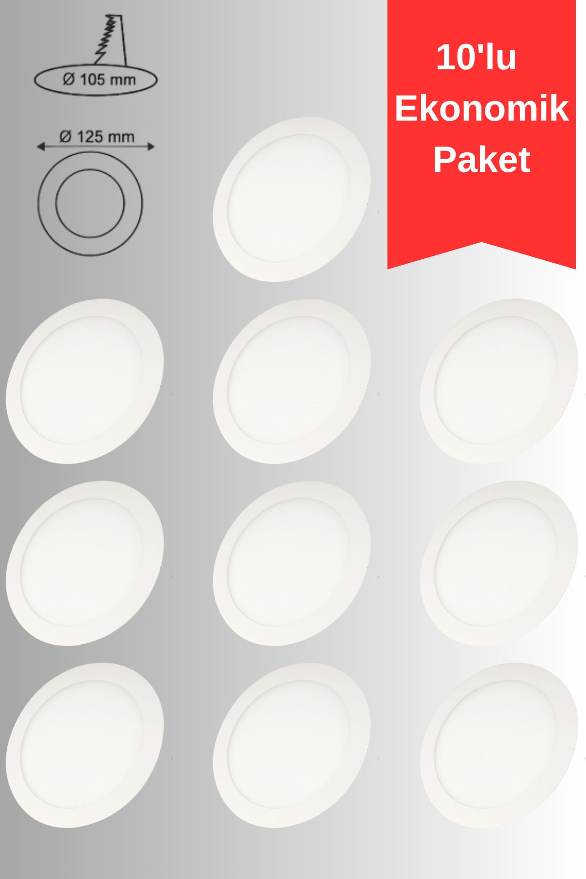 ga gözde aydınlatma Horoz 6W Sıva Altı Slim LED Spot Panel Beyaz Işık 6400K Alüminyum Kasa Tavan Aydınlatma