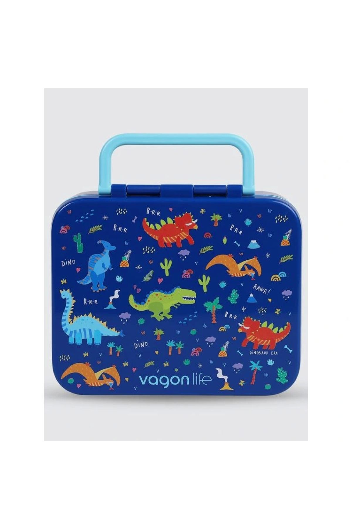 Uzspace Vgn-092 3 Bölmeli Tutma Saplı Yemek Kabı - Lunch Box 1000 ml Mavi