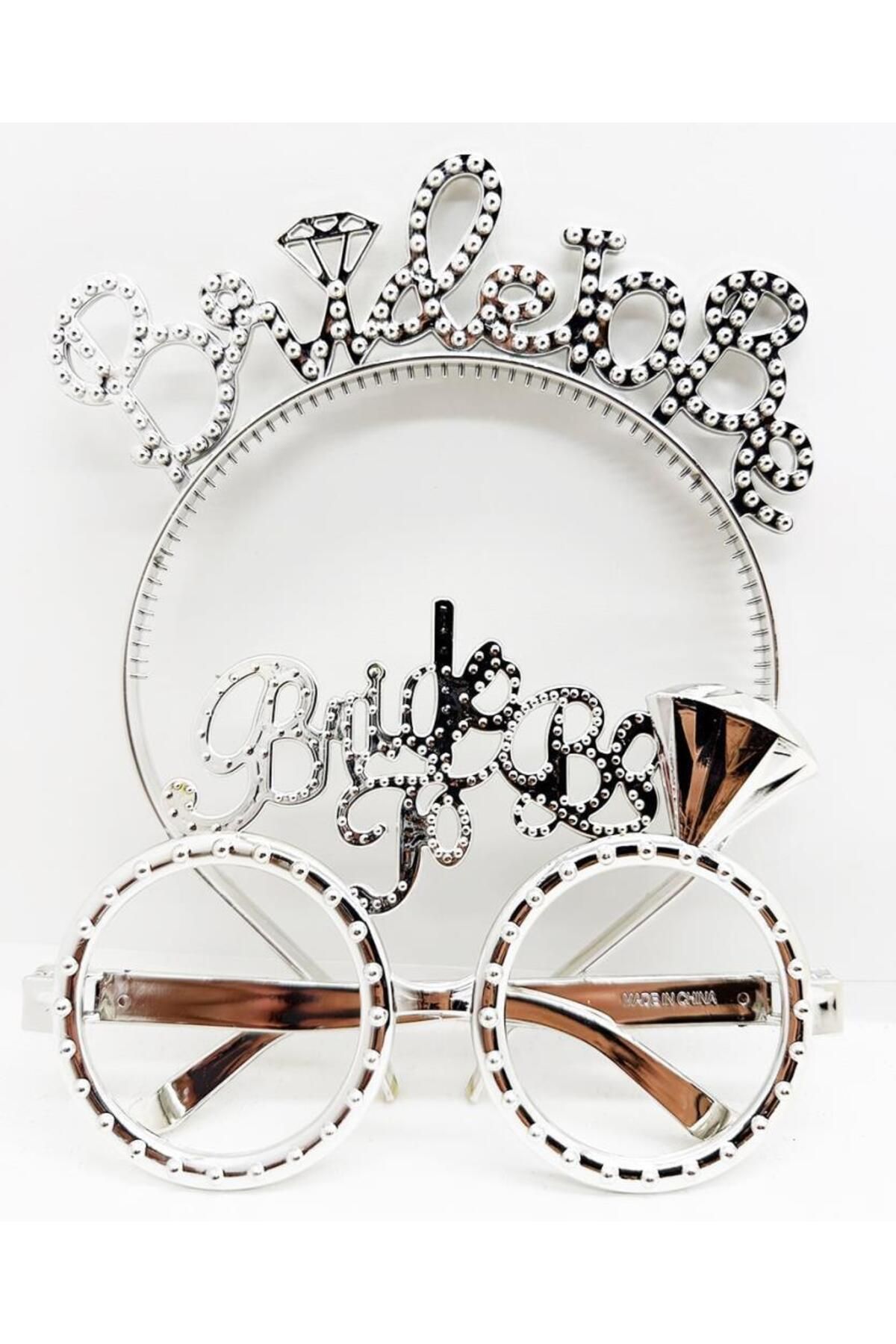 Yuba Avm NessiWorld BrideToBeYazılıTaçveBrideToBeYazılıGözlükSetiGümüşRenk