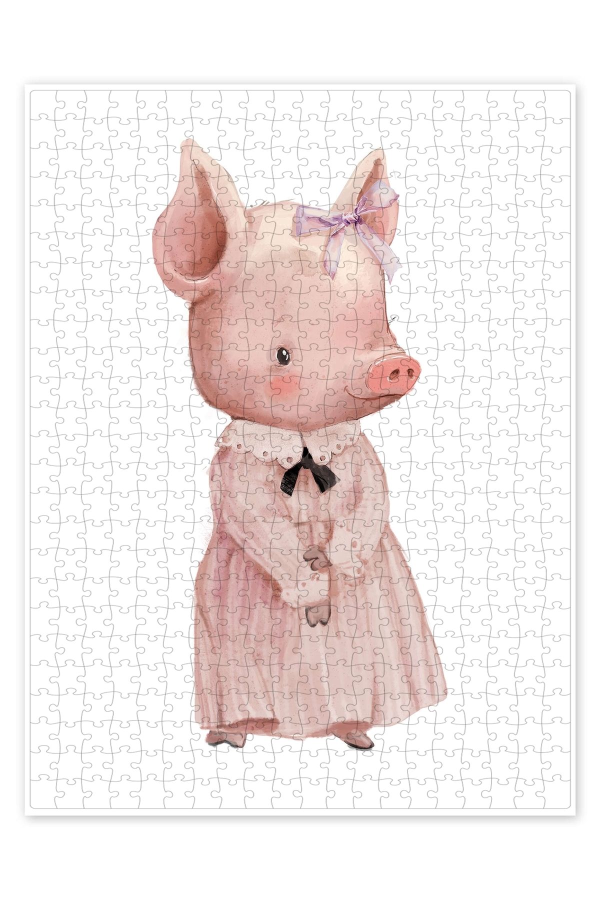 Jeronkarji Pembe elbiseli domuz 500 Parça Puzzle Yapboz Çocuklar için Neşeli Hayvan Temalı