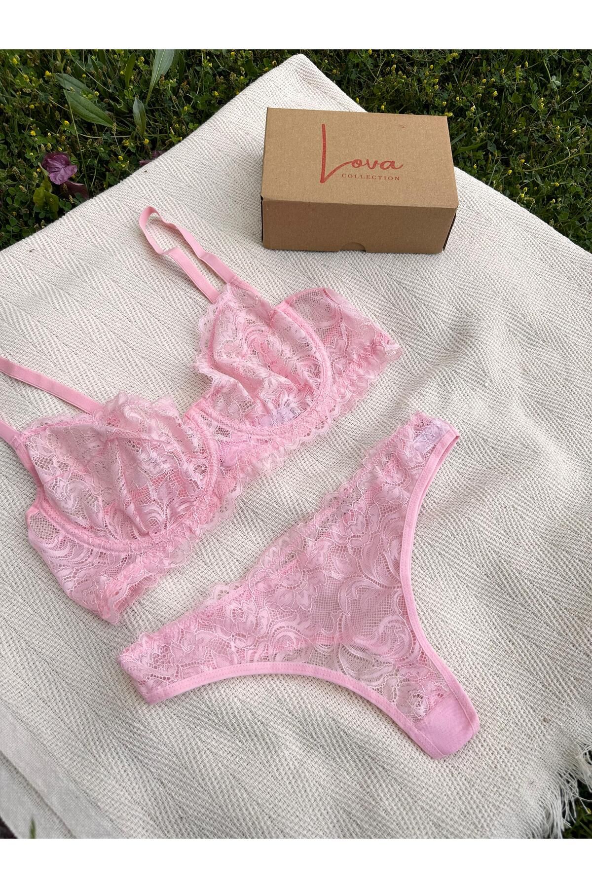 Lova Collection Emma Pembe Bralet Takım