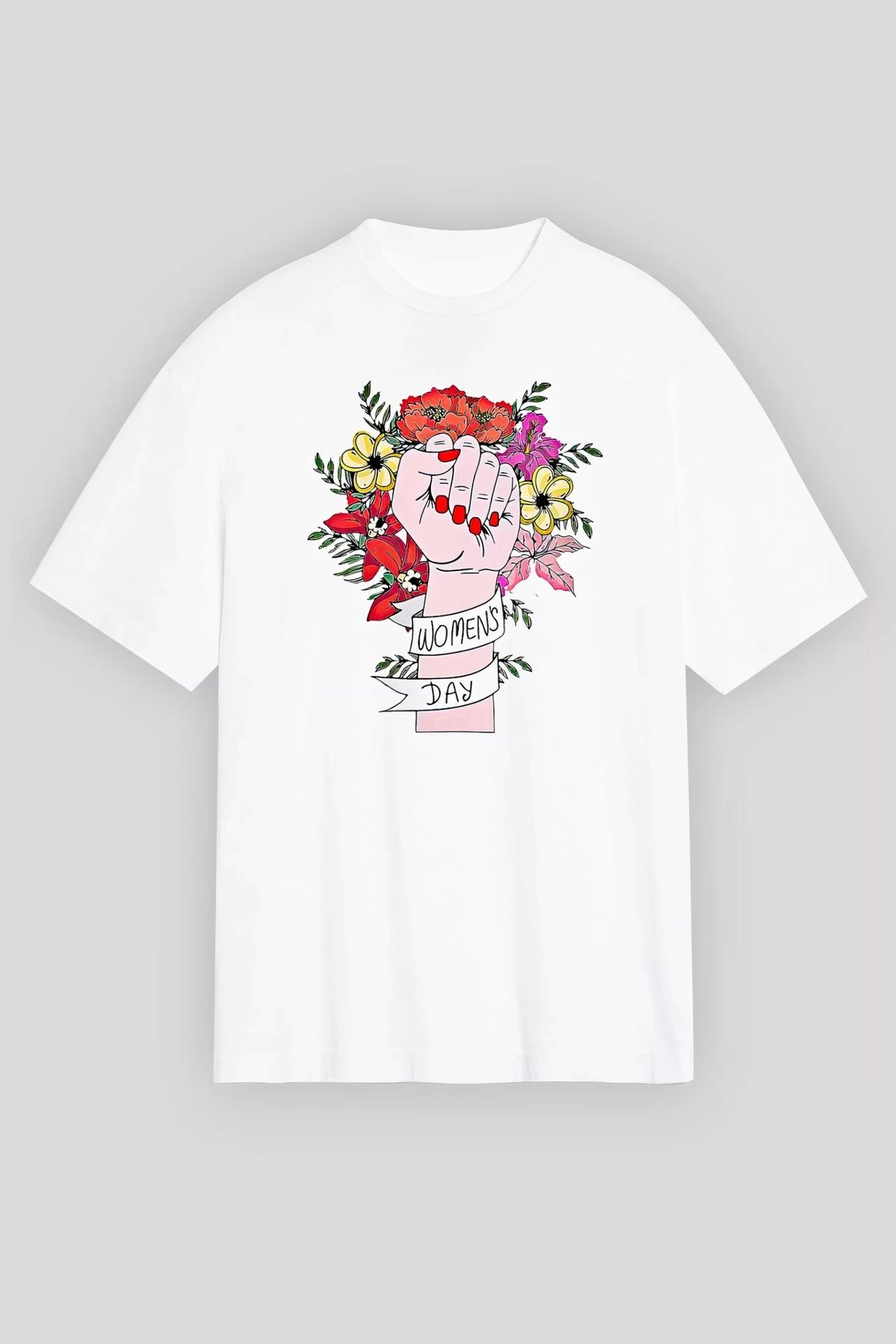 Robahood 8 Mart Dünya Kadınlar Günü İçin Özel Baskılı T-shirt - Beyaz