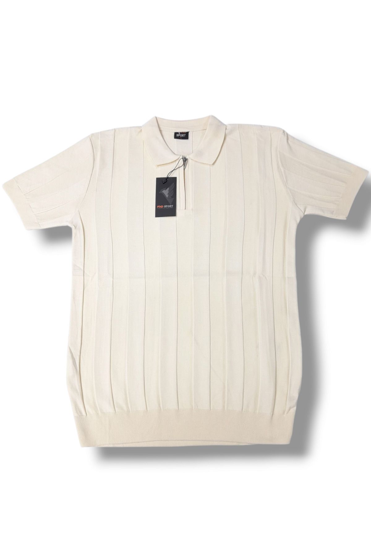 FXDSPORTLİNE Erkek Triko Yazlık Polo Yaka Fermuarlı Likralı Kısa Kol Tişört T-shirt