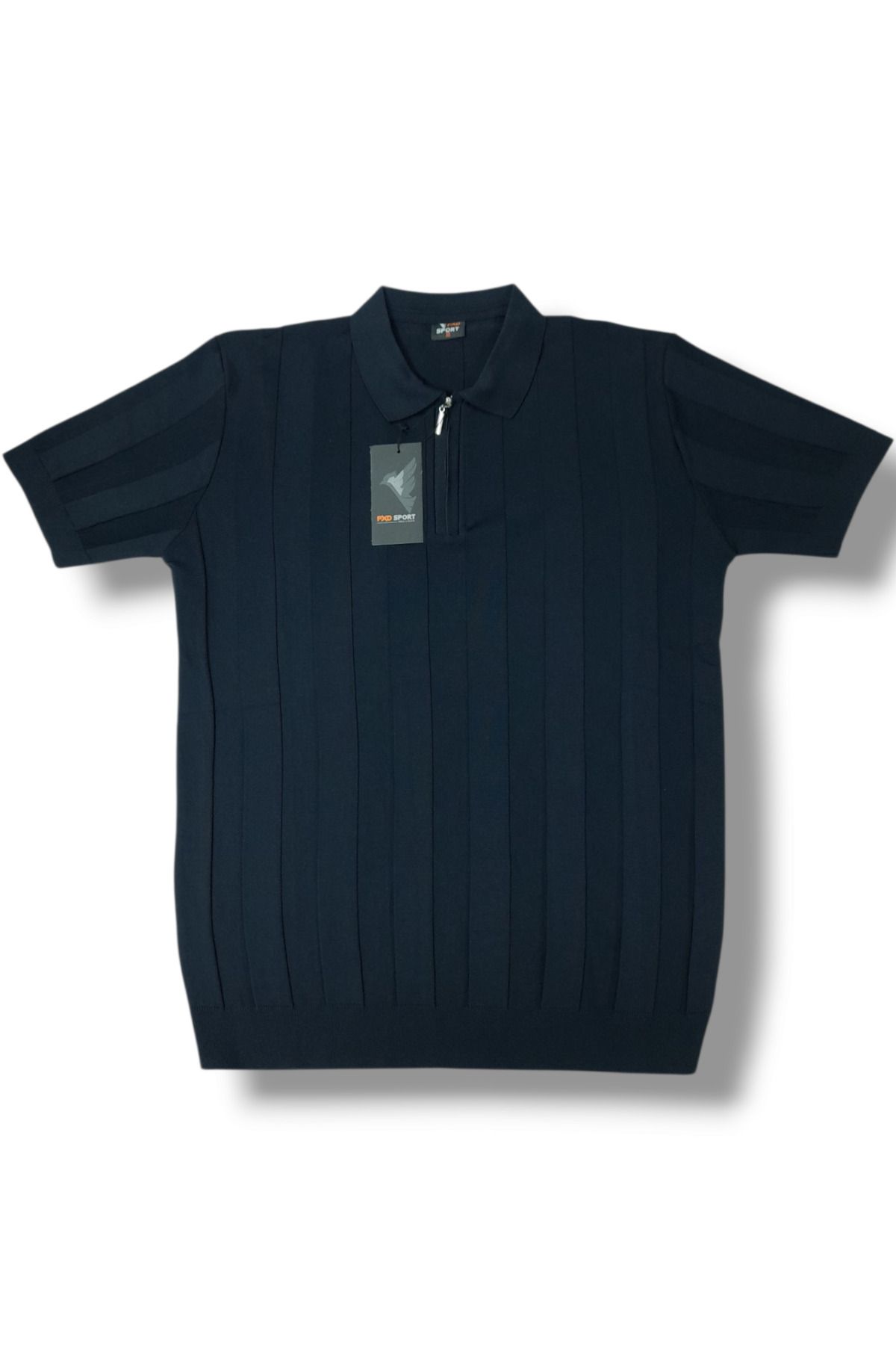 FXDSPORTLİNE Erkek Triko Yazlık Polo Yaka Fermuarlı Likralı Kısa Kol Tişört T-shirt